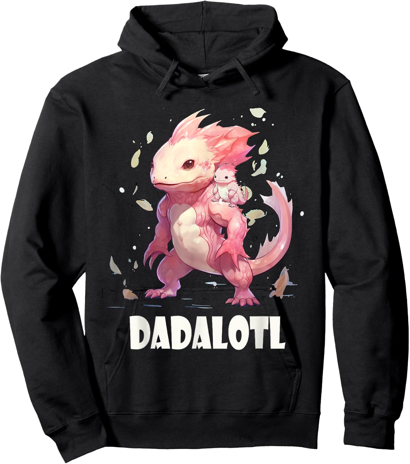 Dadalotl Fathers Day for Dad of Axolotl Daughter ANd Son Hoodie - Hoodie | Black
