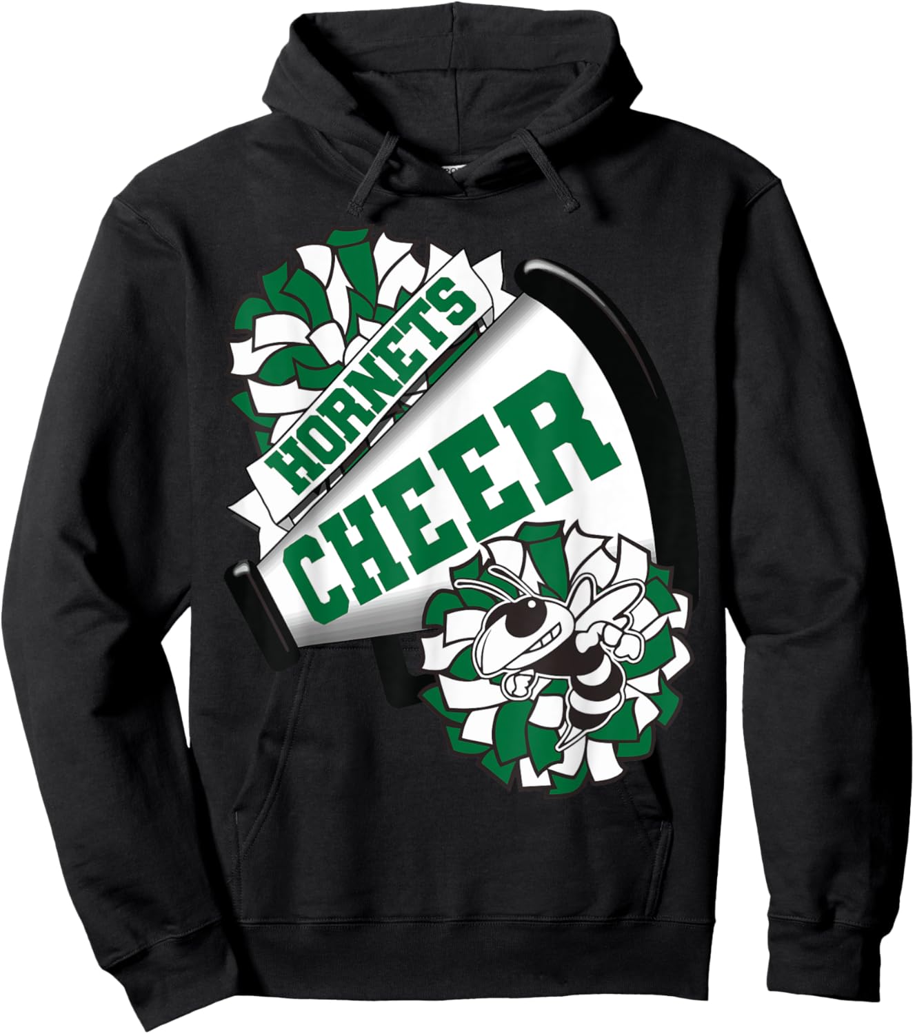 Hornets Cheer Back To School Cheerleading Spirit Green Hoodie - Hoodie | Black