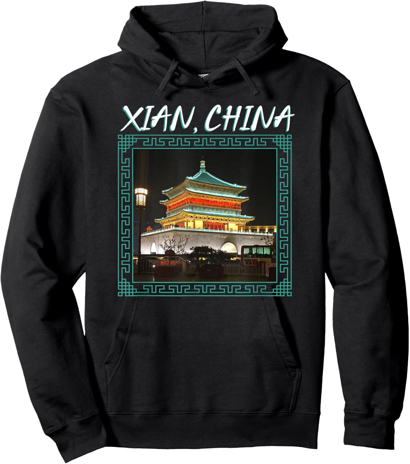 China's Ancient Xian Bell Tower Hoodie - Hoodie | Black
