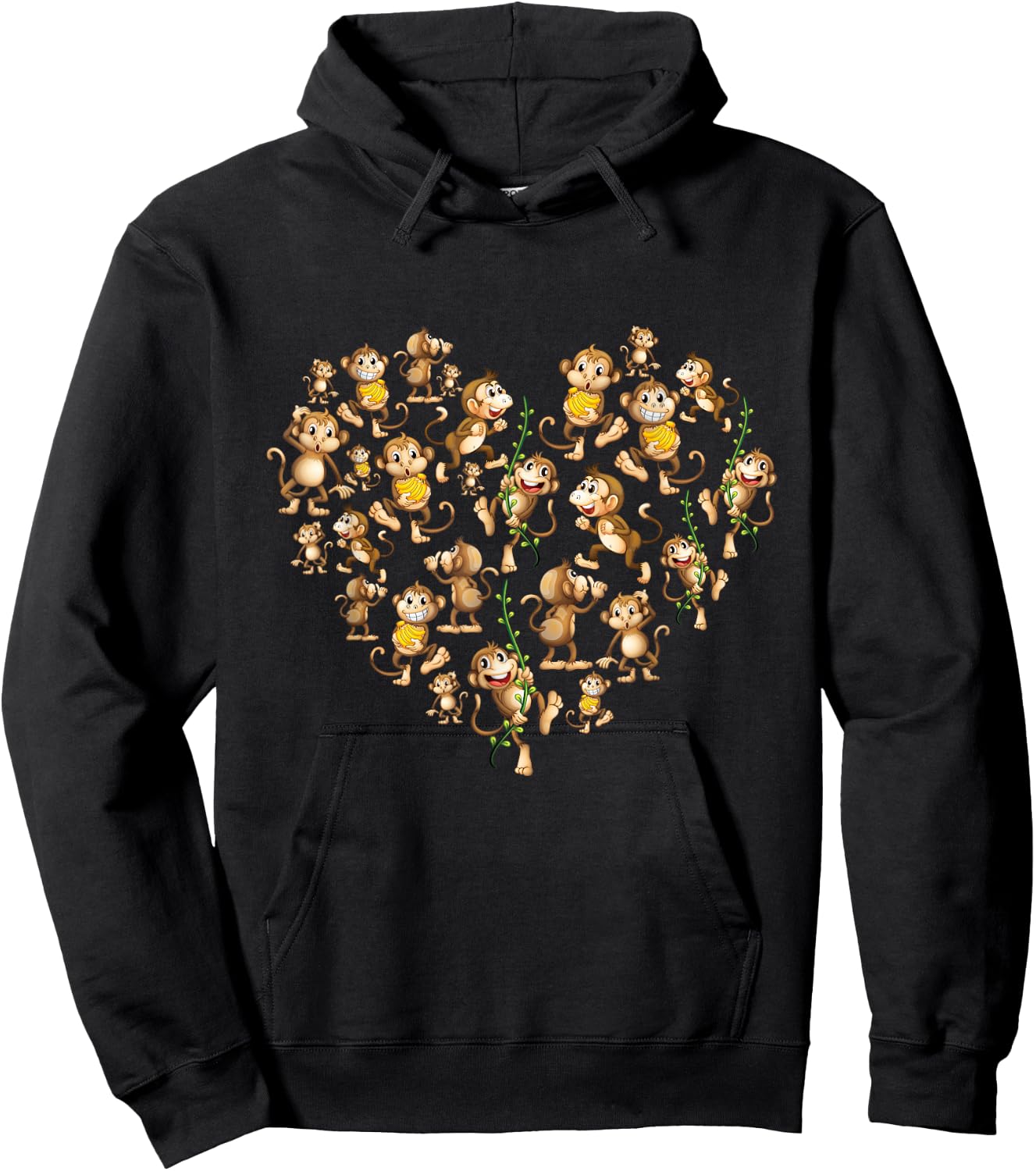 Cute Monkey Lover Heart Monkeys Animal Women Kids Hoodie - Hoodie | Black