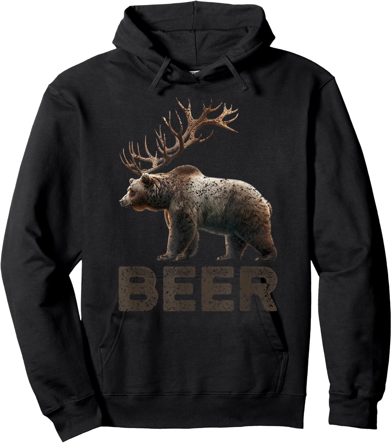 Beer Deer Bear Bear With Antlers Grizzly Beer Hoodie - Hoodie | Black