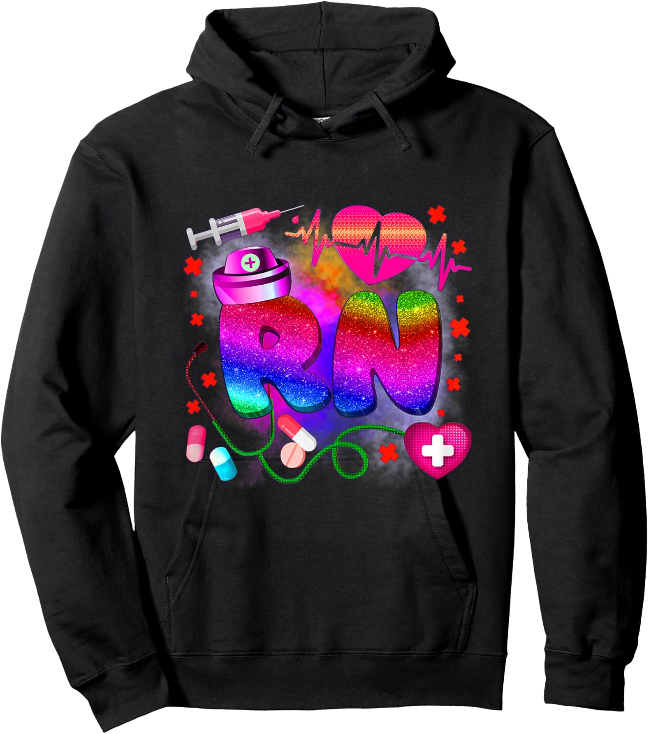 Registered Nurse RN - Tie Dye Registered Nurse Funny RN Hoodie - Hoodie | Black