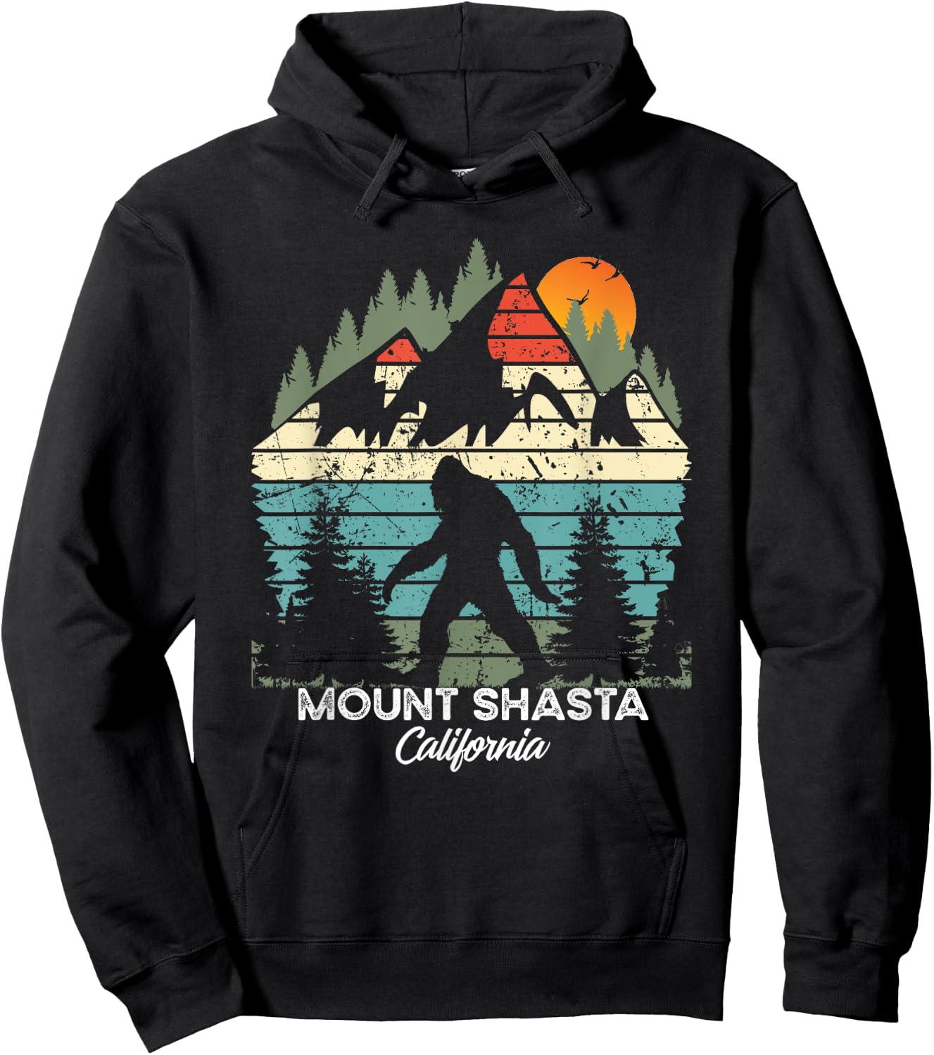 Vintage Mount Shasta California National Park Retro 80's Hoodie - Hoodie | Black