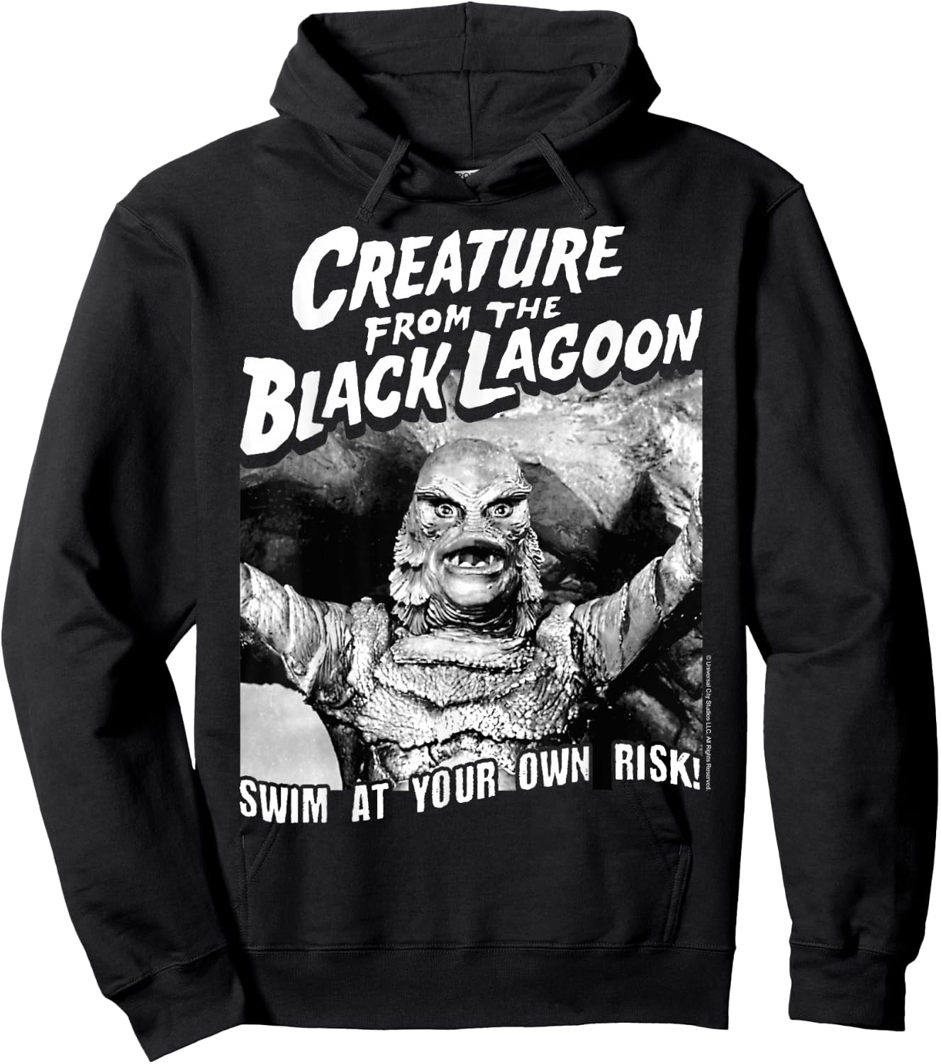 Universal Monsters Black Lagoon Swim At Your Own Risk Hoodie - Hoodie | Black
