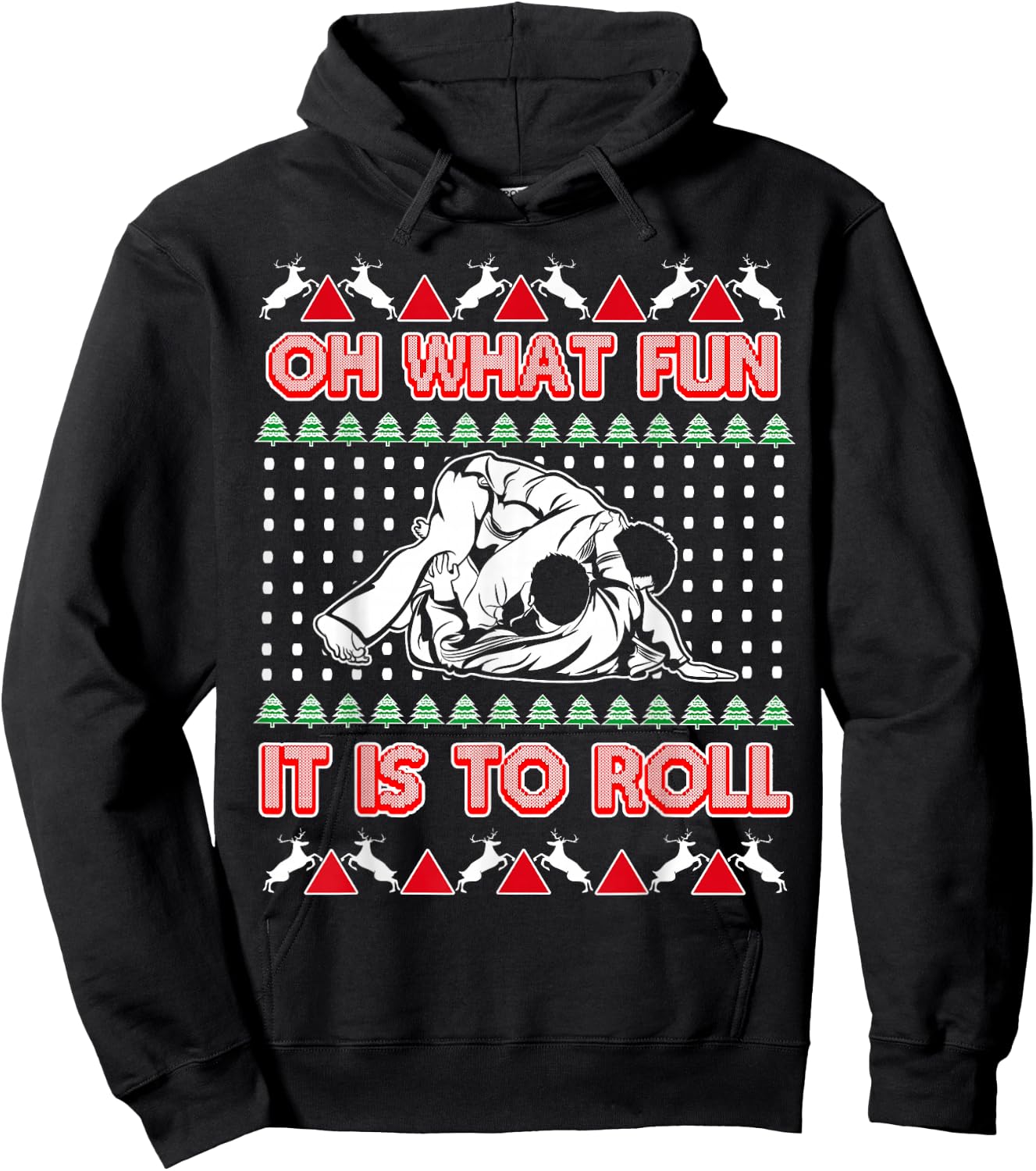 Jiu Jitsu BJJ Ugly Christmas Sweater MMA Funny Xmas Hoodie - Hoodie | Black