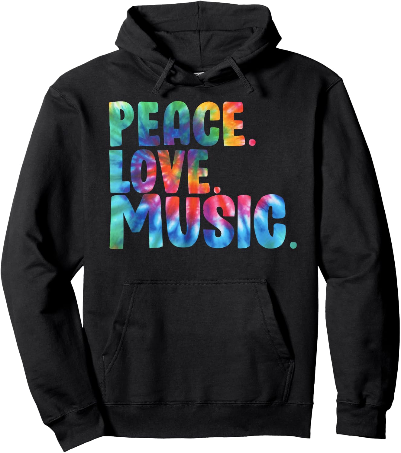 Peace Love Music Tie Dye Hoodie - Hoodie | Black