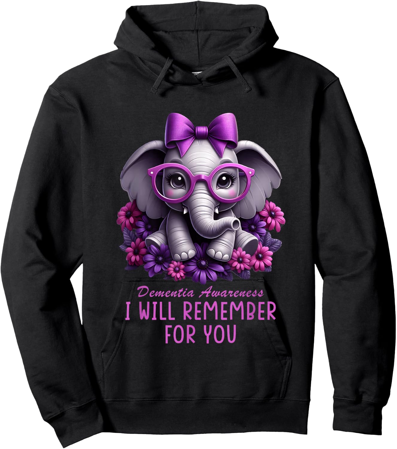 Dementia Awareness Elephant Will Remember for You Alzheimers Hoodie - Hoodie | Black