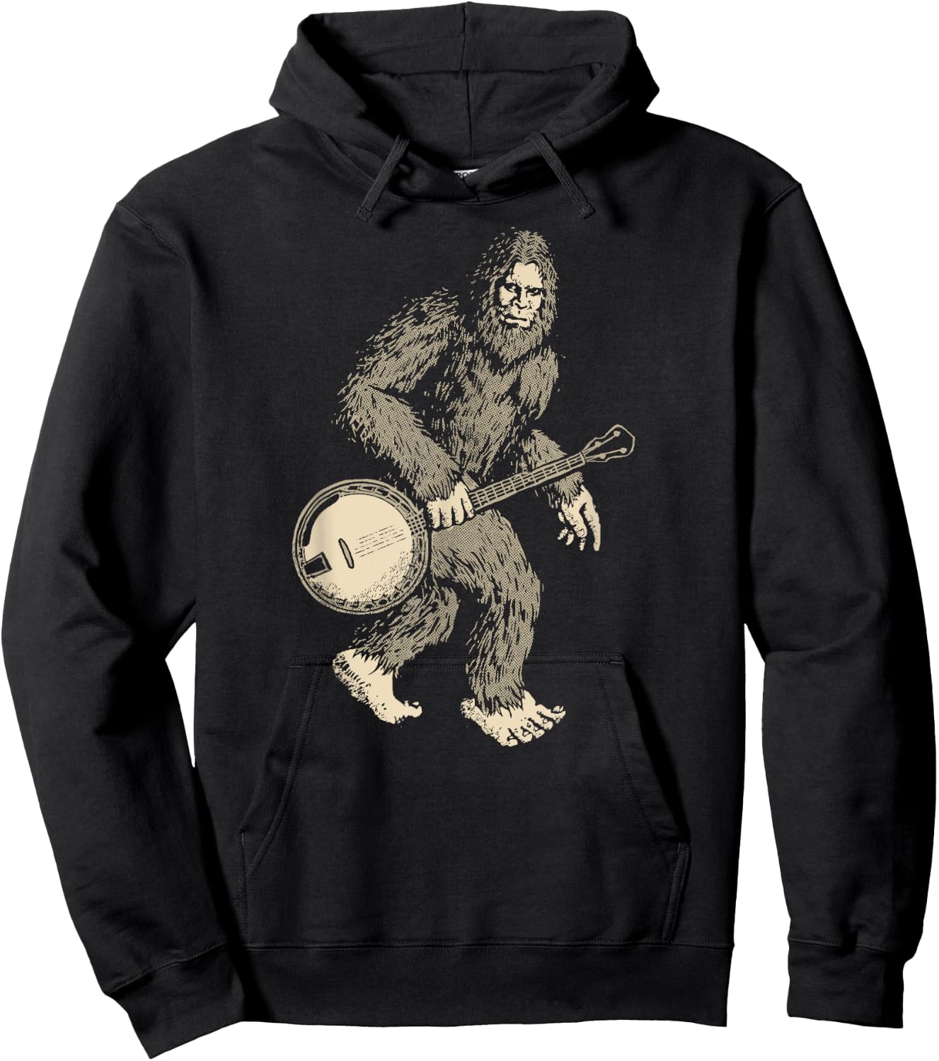 Grassquatch! Vintage Bigfoot & Bluegrass Banjo Music Hoodie - Hoodie | Black