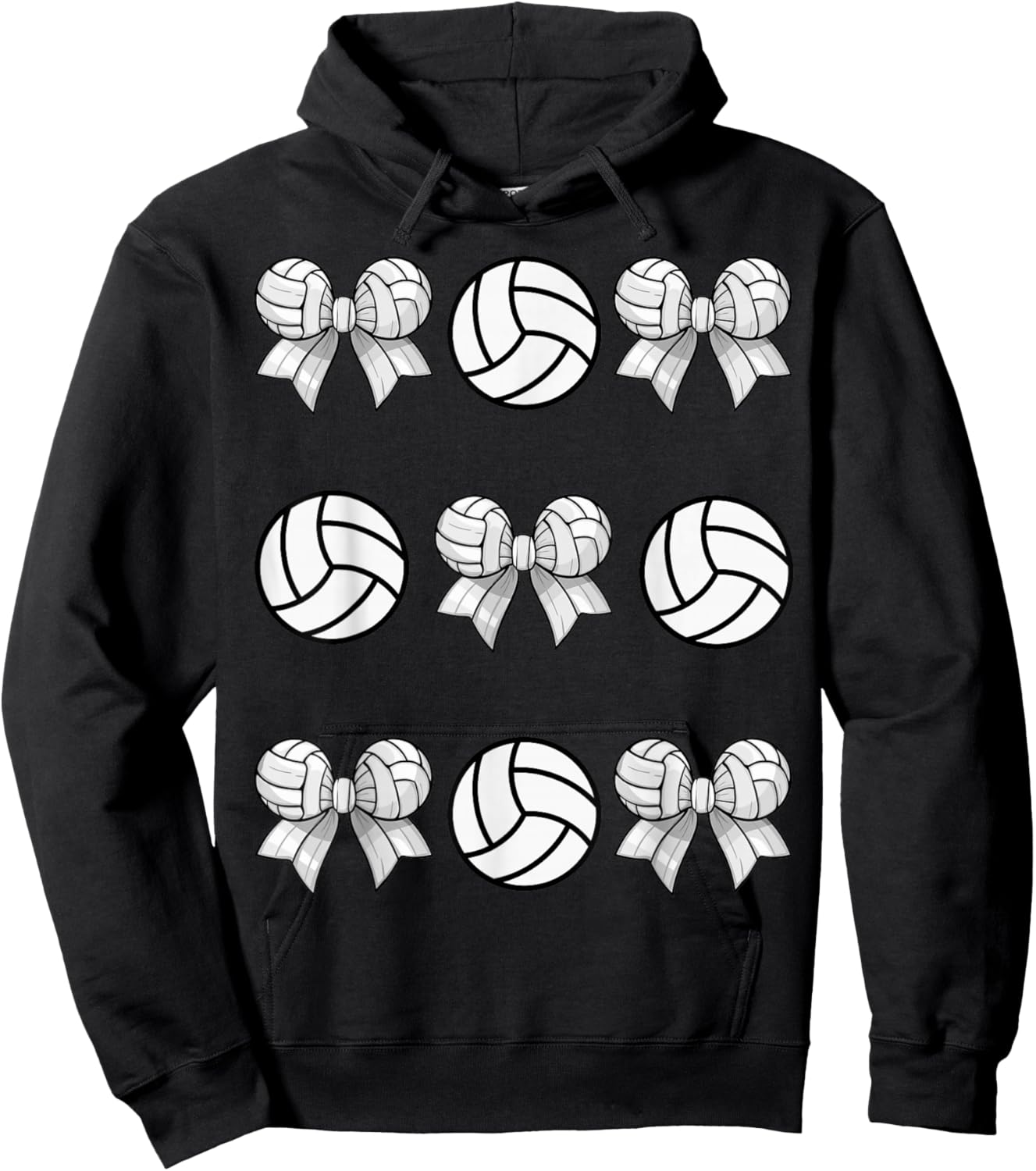 Volleyball Coquette Bow Volleyball Girls And Boys Aesthetic Hoodie - Hoodie | Black