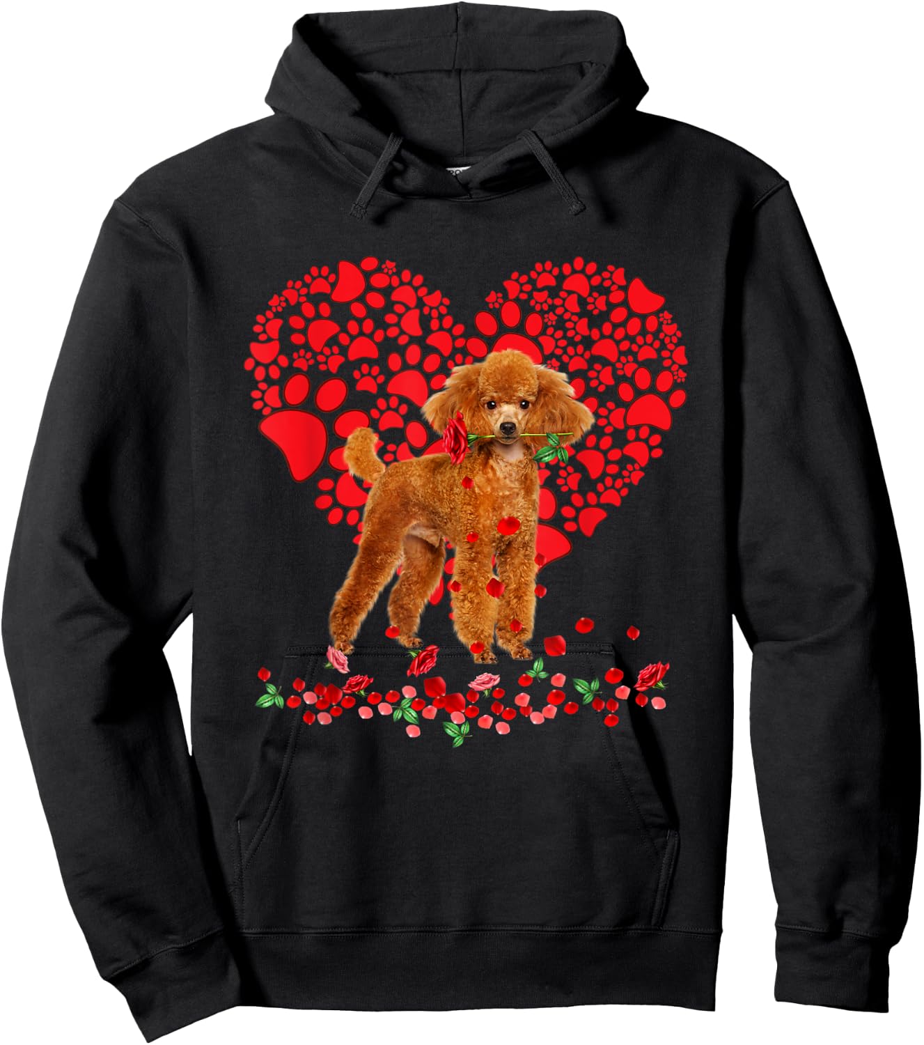 Valentines Poodle Heart Dog Dad Dog Mom Gifts Hoodie - Hoodie | Black