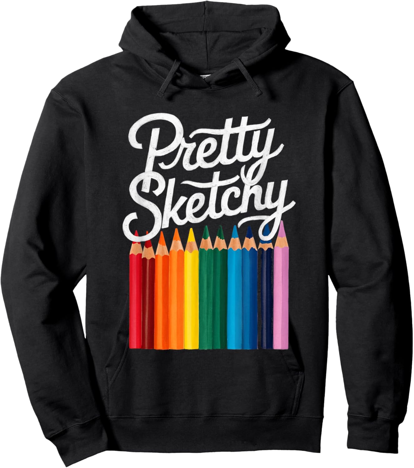 Pretty Sketchy Colored Pencils Fun Art Lover Artists Kids Hoodie - Hoodie | Black