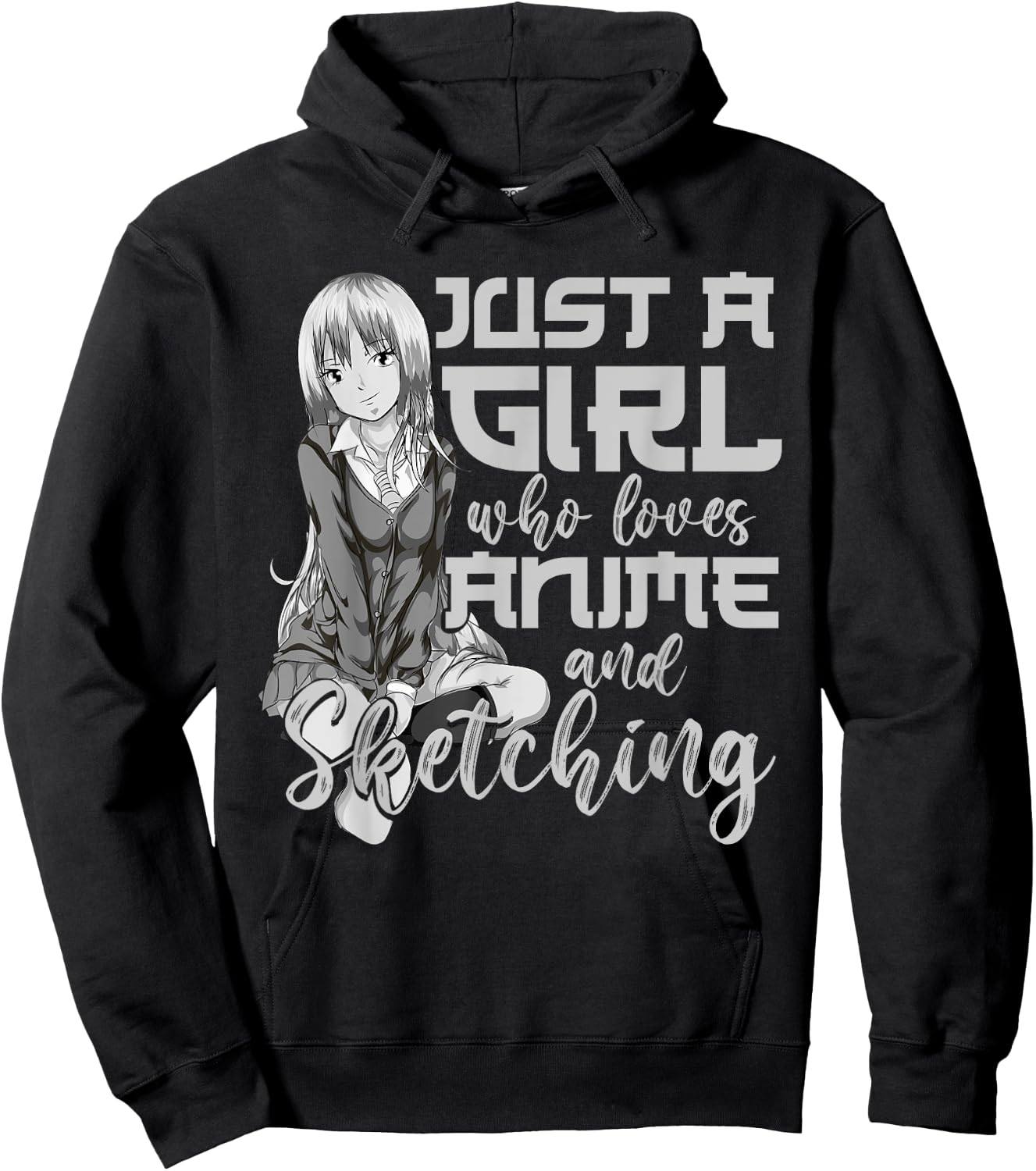 Artist Gift Just A Girl Who Loves Anime And Sketching Anime Hoodie - Hoodie | Black
