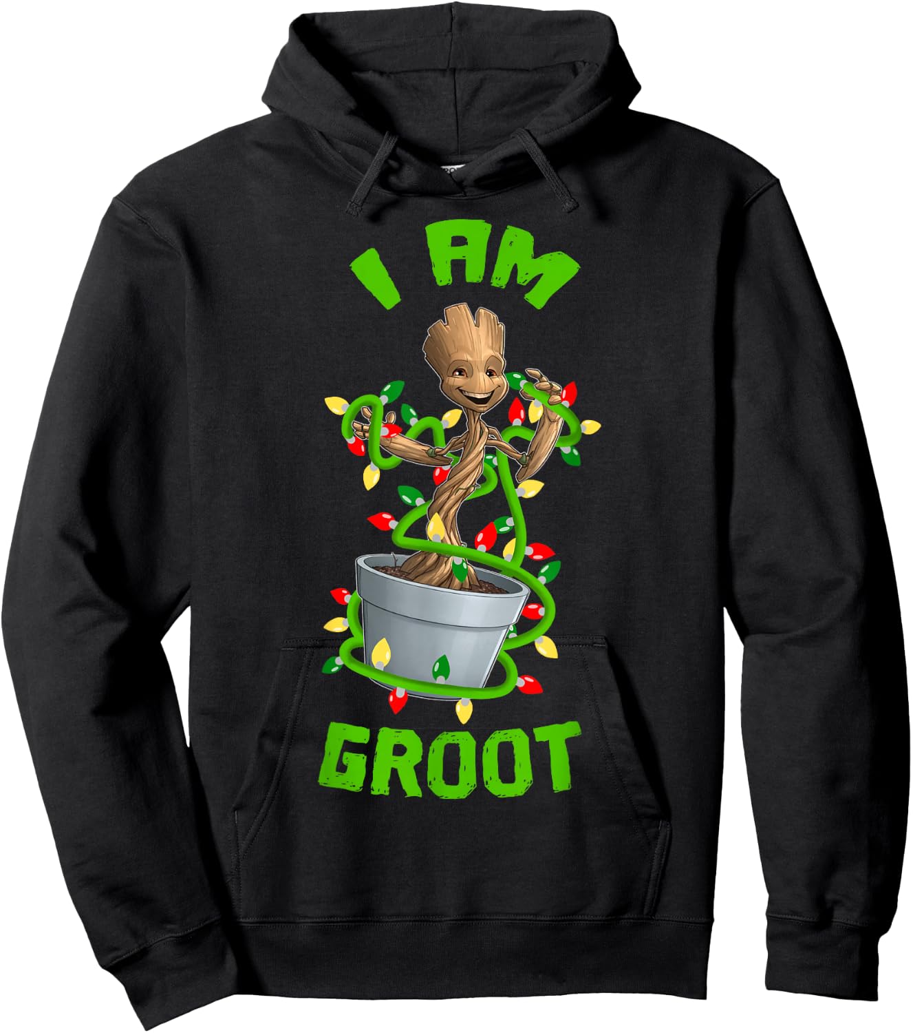 Marvel Christmas I Am Groot Cartoon Hoodie - Hoodie | Black