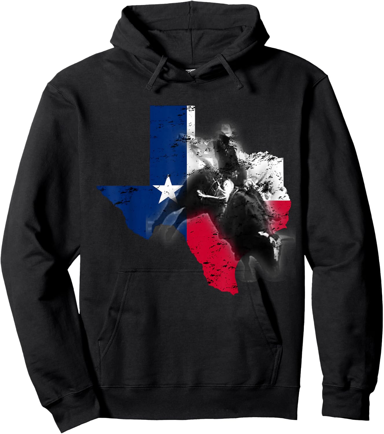 Bull-Riding Texas Ranch Rider Cowboy Texan Lone Star Hoodie - Hoodie | Black