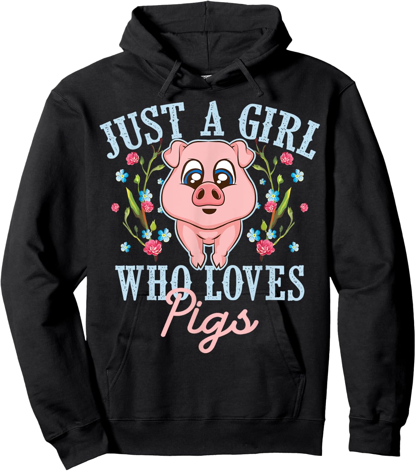 Funny Just A Girl Who Loves Pigs Gift | Cute Mini Piggy Kids Hoodie - Hoodie | Black