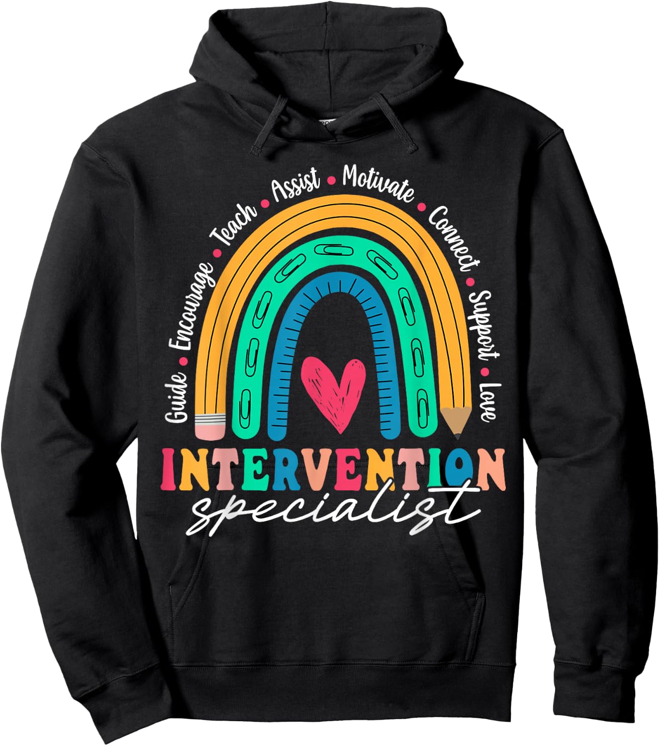 Intervention Specialist Appreciation Rainbow Hoodie - Hoodie | Black