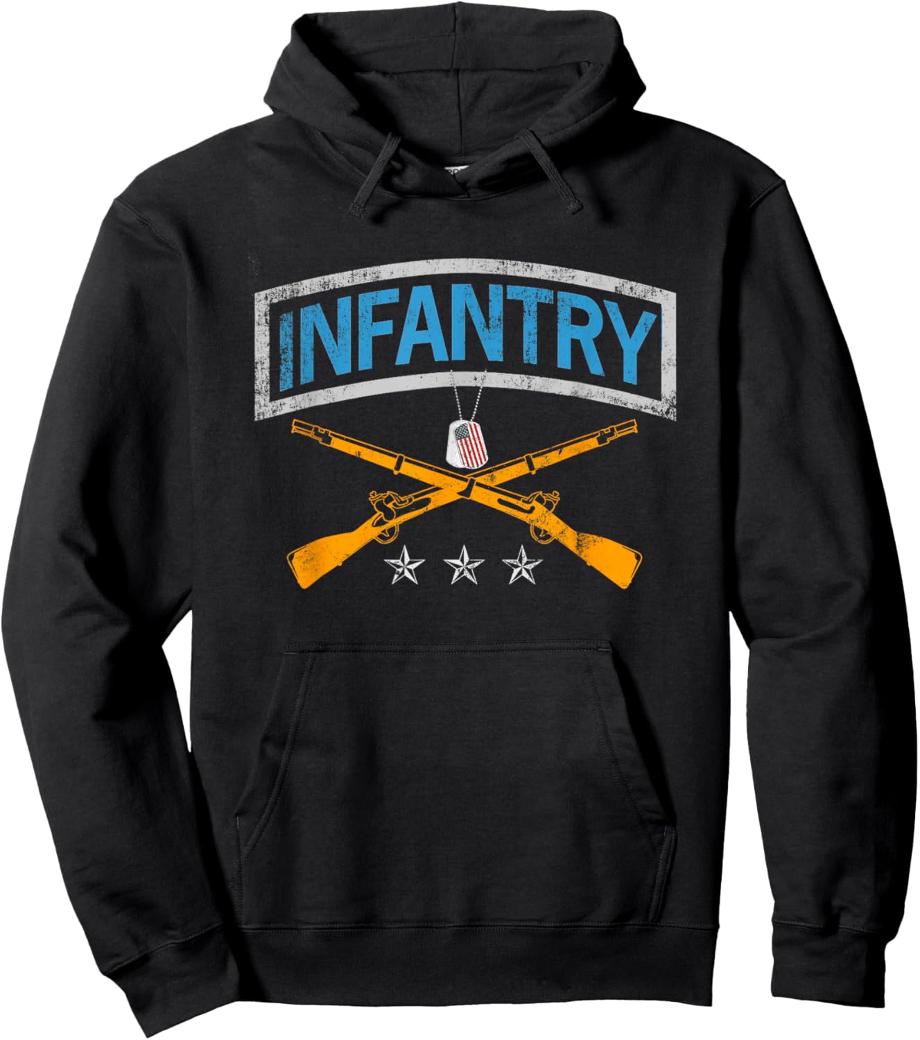 US Flag Infantry Veteran Fort Benning University Vintage Men Hoodie - Hoodie | Black