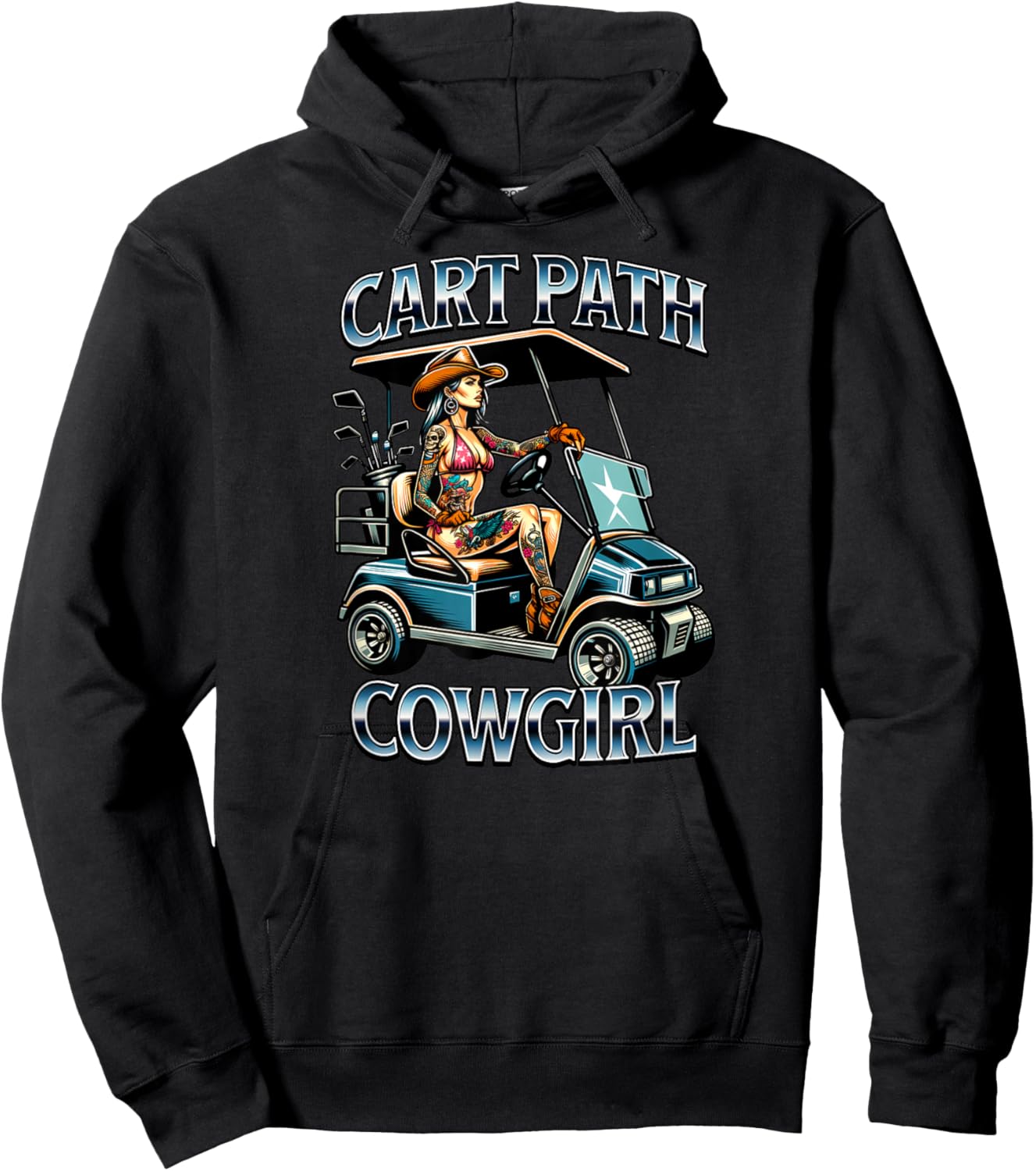 Cart Path Cowgirl - Funny Golfer, Golf Hoodie - Hoodie | Black