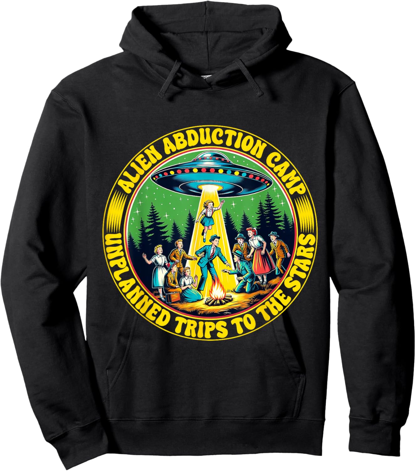 Alien Abduction Camp Shirt Vintage Retro UFO Funny Camper Hoodie - Hoodie | Black