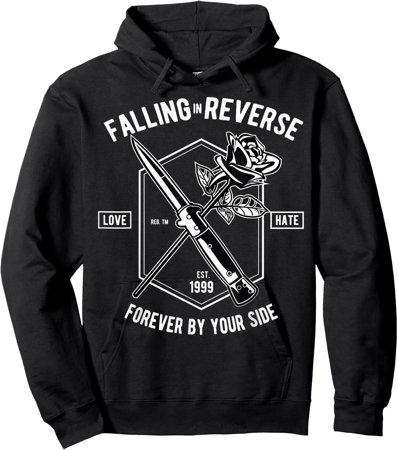 Vintage Falling In Reverse Rose & Knife Inspirational Gift Hoodie - Hoodie | Black