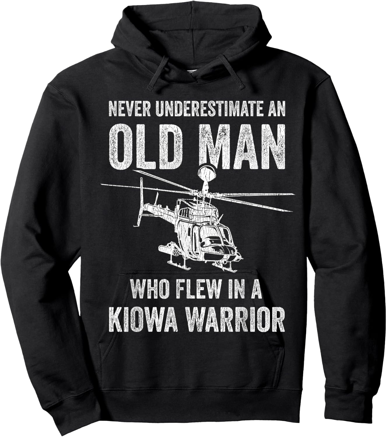 Old Man Who Flew In A Kiowa Warrior OH-58D Kiowa Helicopter Hoodie - Hoodie | Black