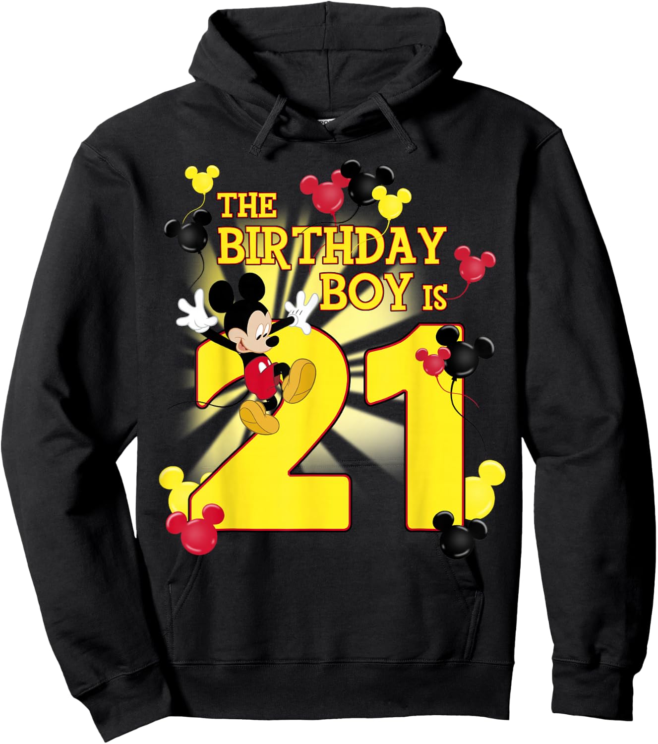 Disney Mickey And Friends Mickey 21st Birthday Boy Hoodie - Hoodie | Black