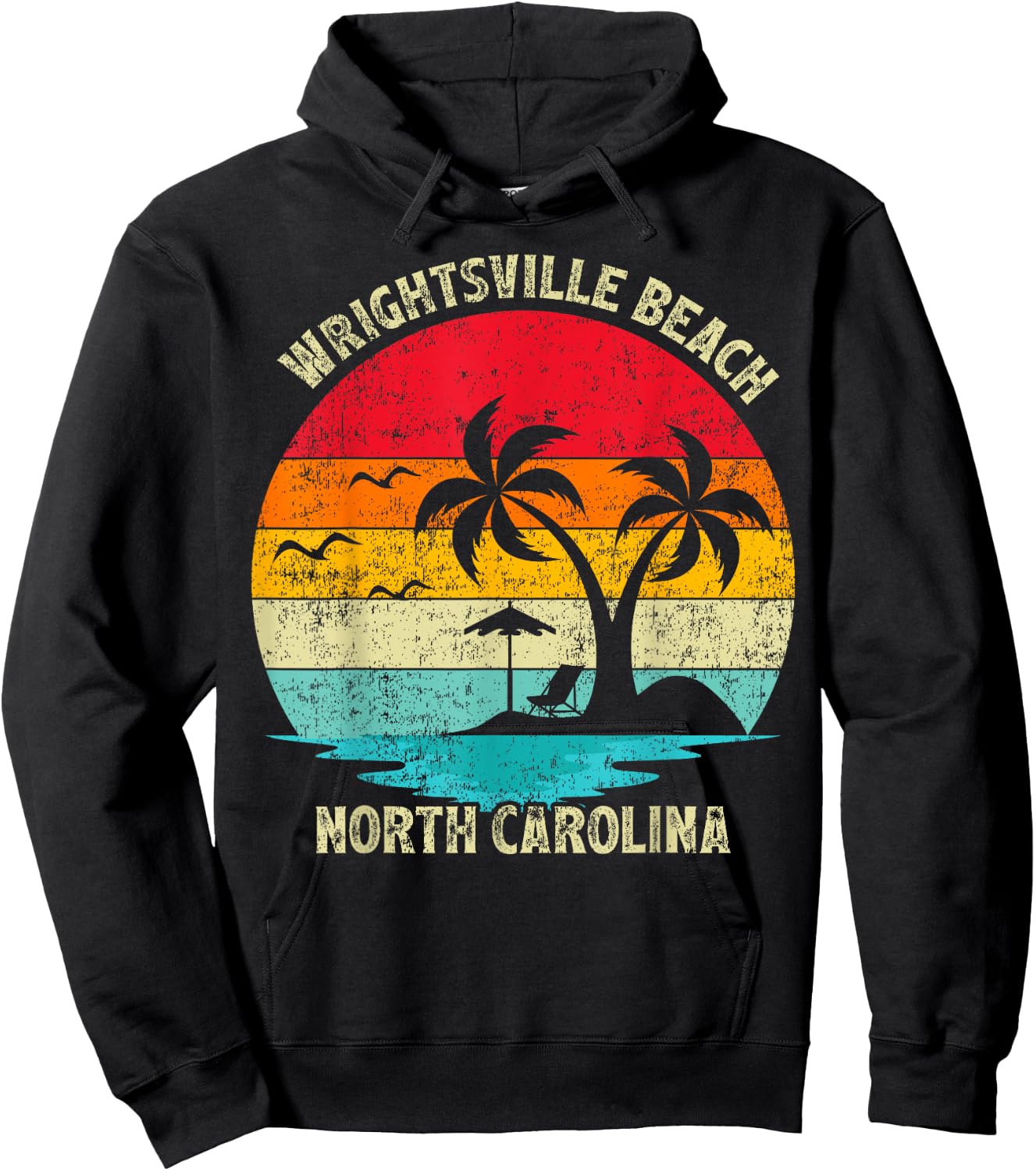 Vintage Summer Vacation North Carolina Wrightsville Beach Women Kids Hoodie - Hoodie | Black