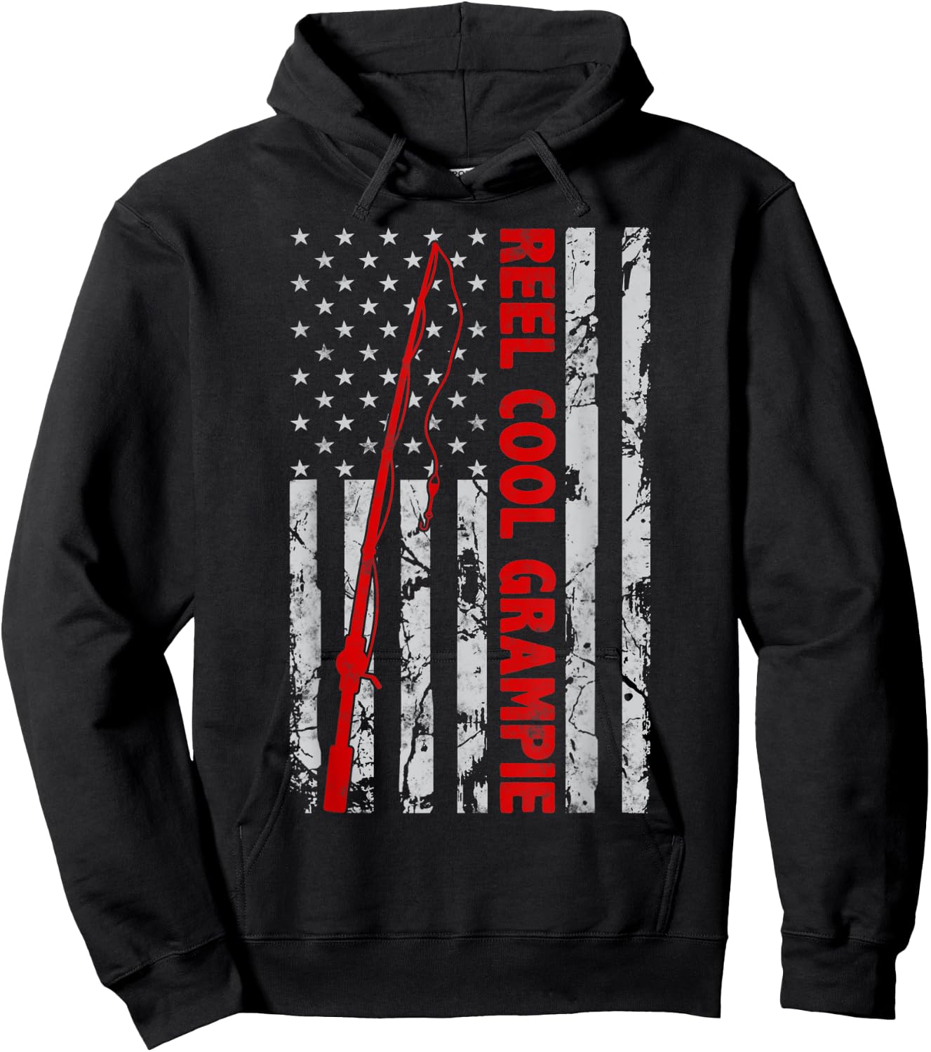 Reel Cool Grampie Fishing Father’s Day Flag gift Fisherman Hoodie - Hoodie | Black