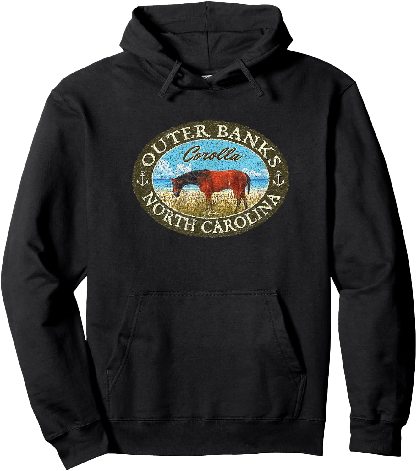 JCombs: Corolla, Outer Banks, NC, with Corolla Wild Horse Hoodie - Hoodie | Black