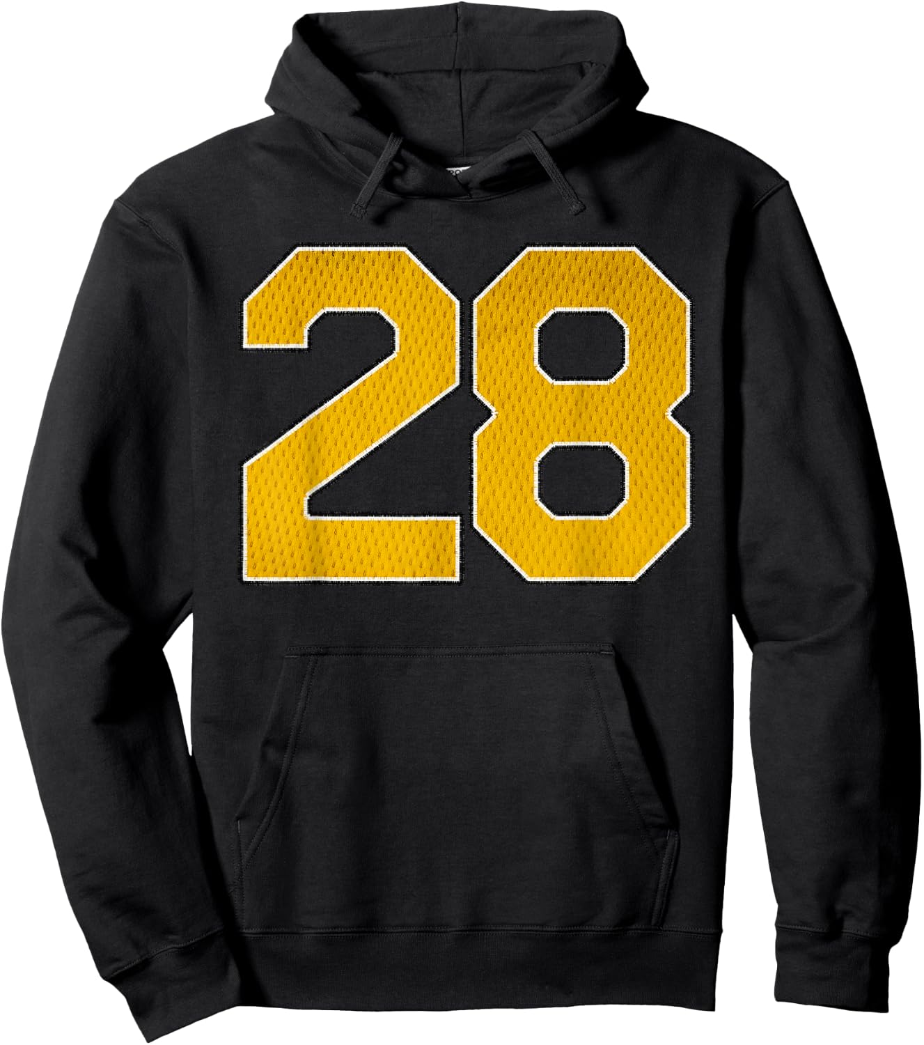 Gold Number 28 Athlete Sports Jersey Supporter Fanwear Hoodie - Hoodie | Black