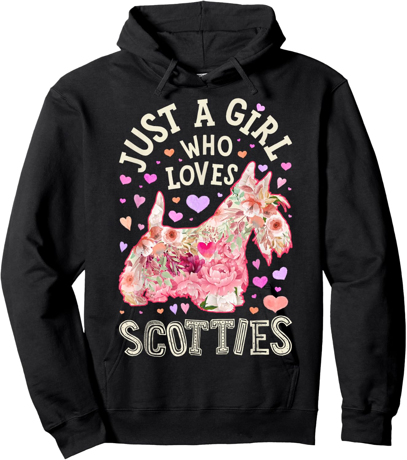 Scottie Scottish Terrier Just A Girl Who Loves Dog Flower Hoodie - Hoodie | Black