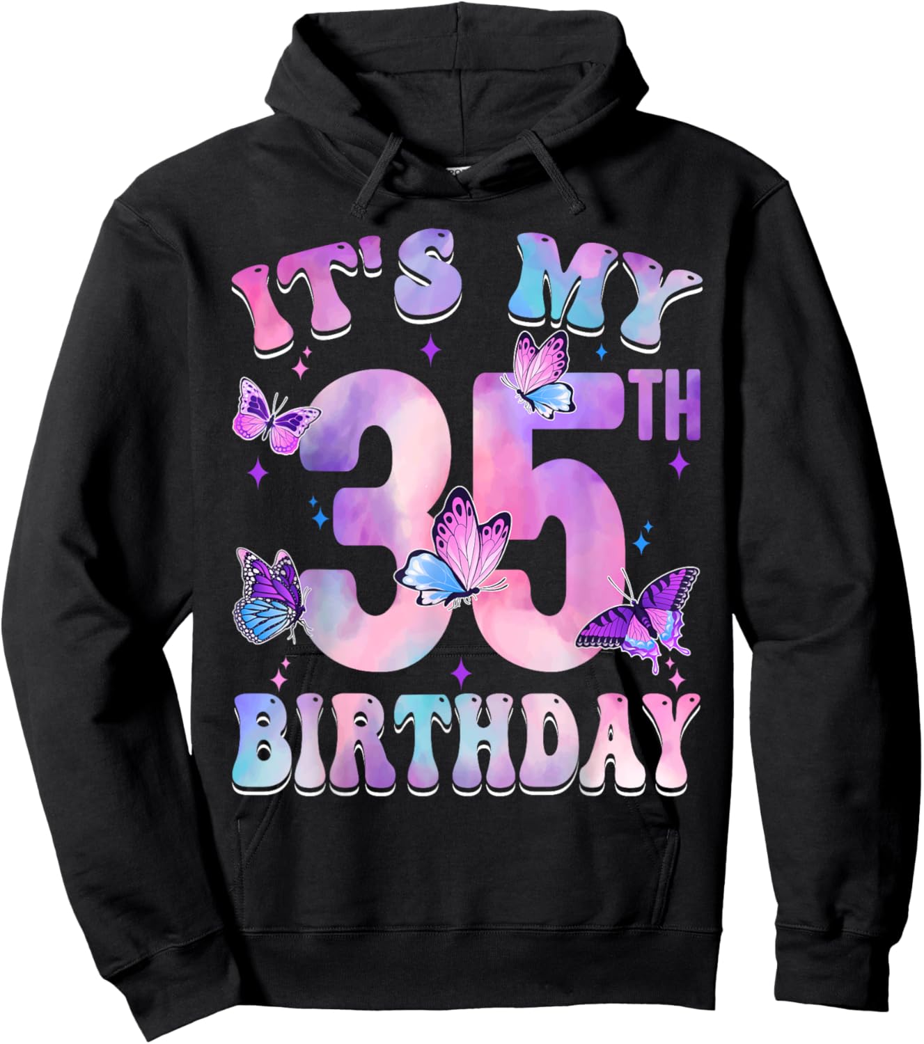 It's My 35th Birthday Butterfly Theme 35 Year Old Party Girl Hoodie - Hoodie | Black