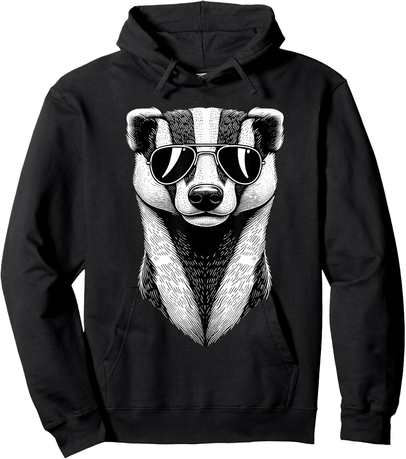 Funny Honey Badger Art Wearing Sunglasses Hoodie - Hoodie | Black