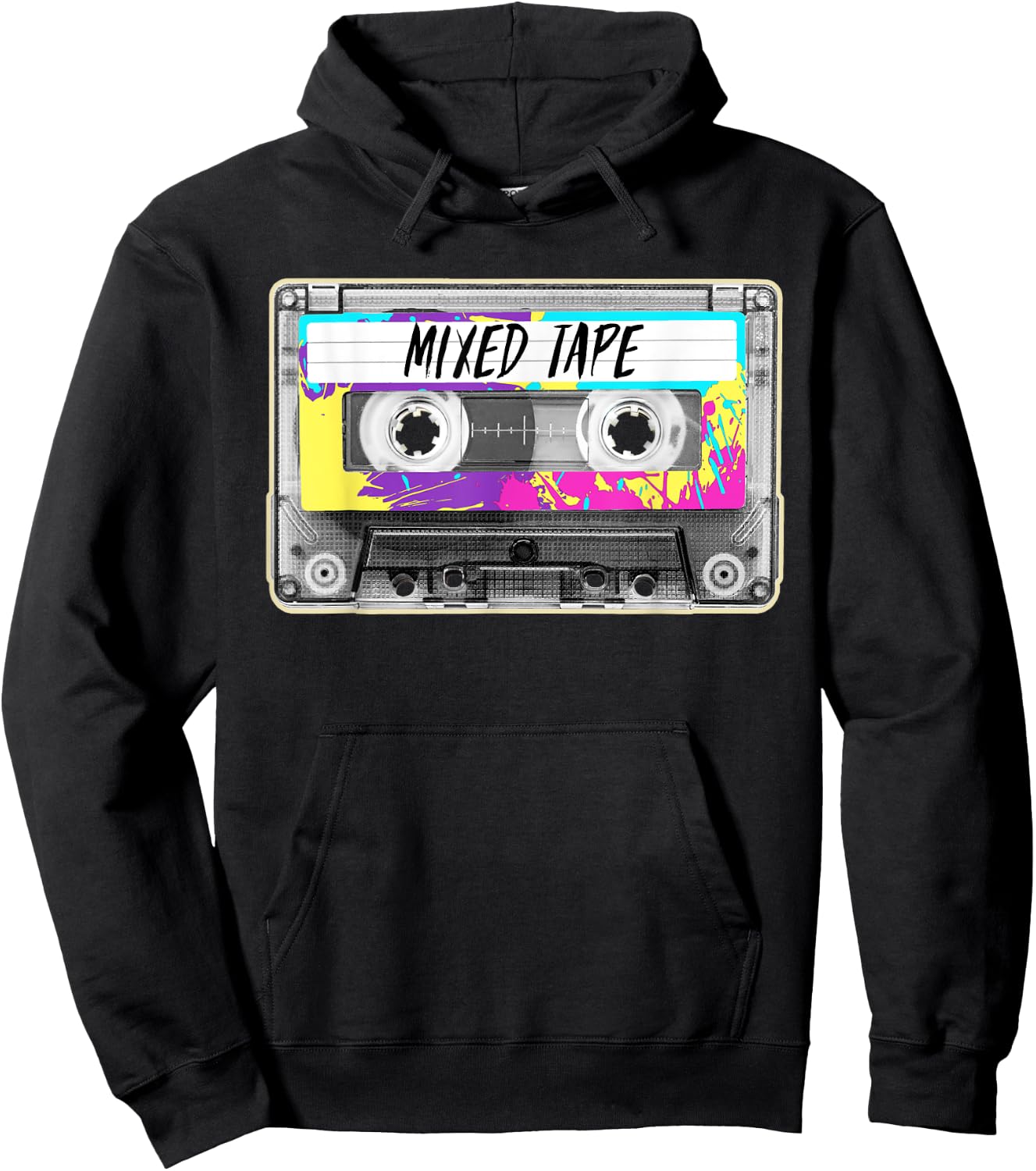 80s Paint Splash Cassette Tape Vintage Mixtape Hoodie - Hoodie | Black