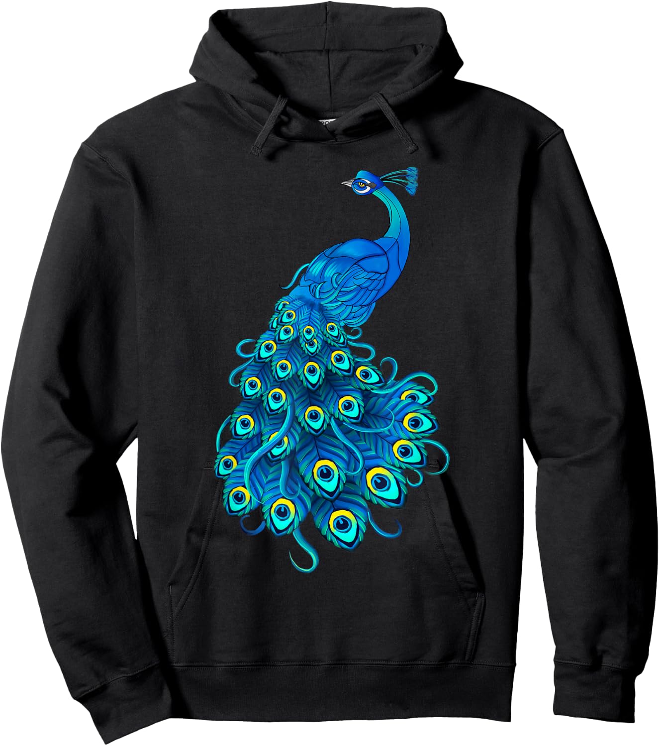 Blue Peacock Print Teal Feathers Bird Lover Men Women Gifts Hoodie - Hoodie | Black