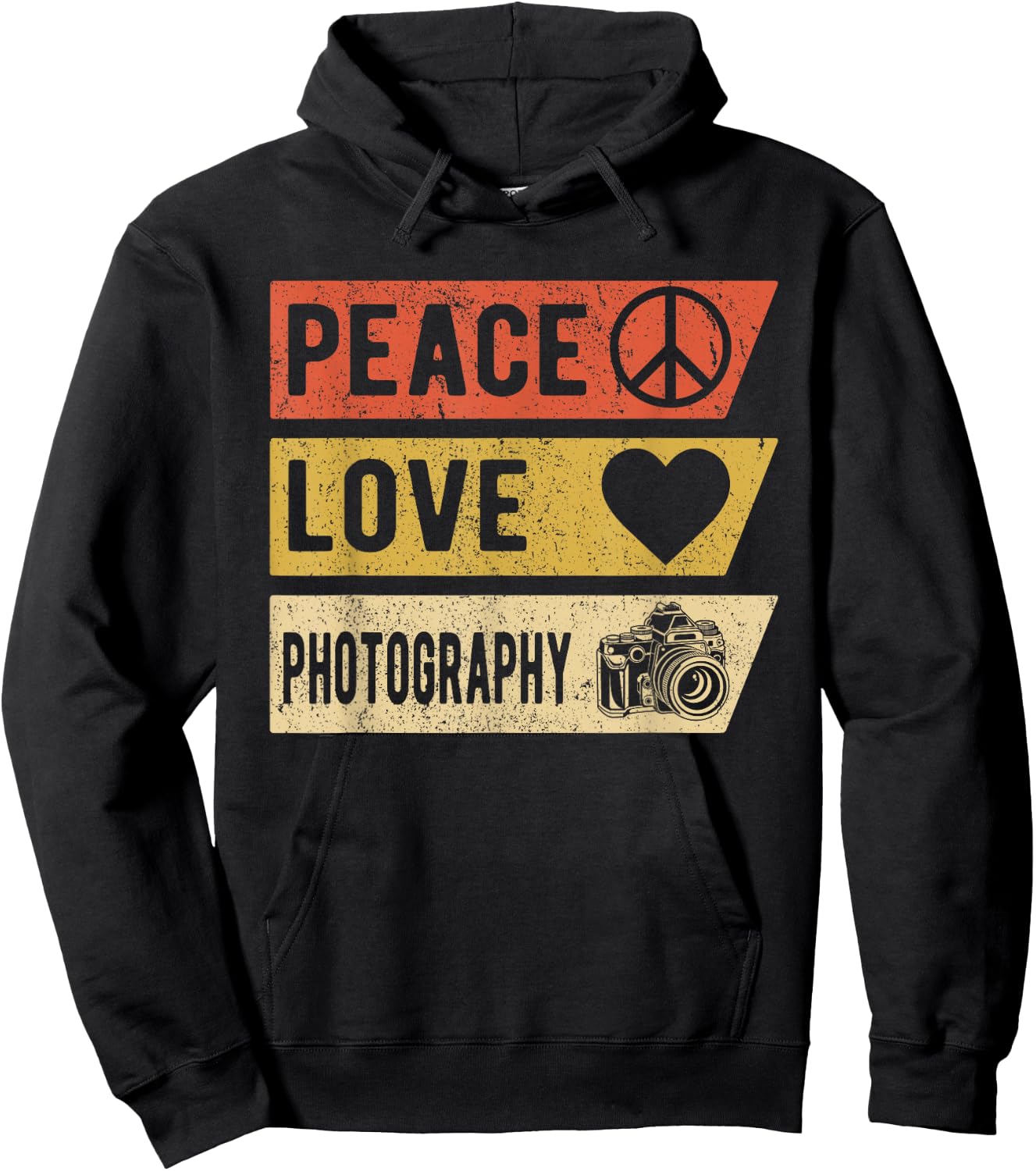 Vintage Peace Love Photography Gifts Hoodie - Hoodie | Black