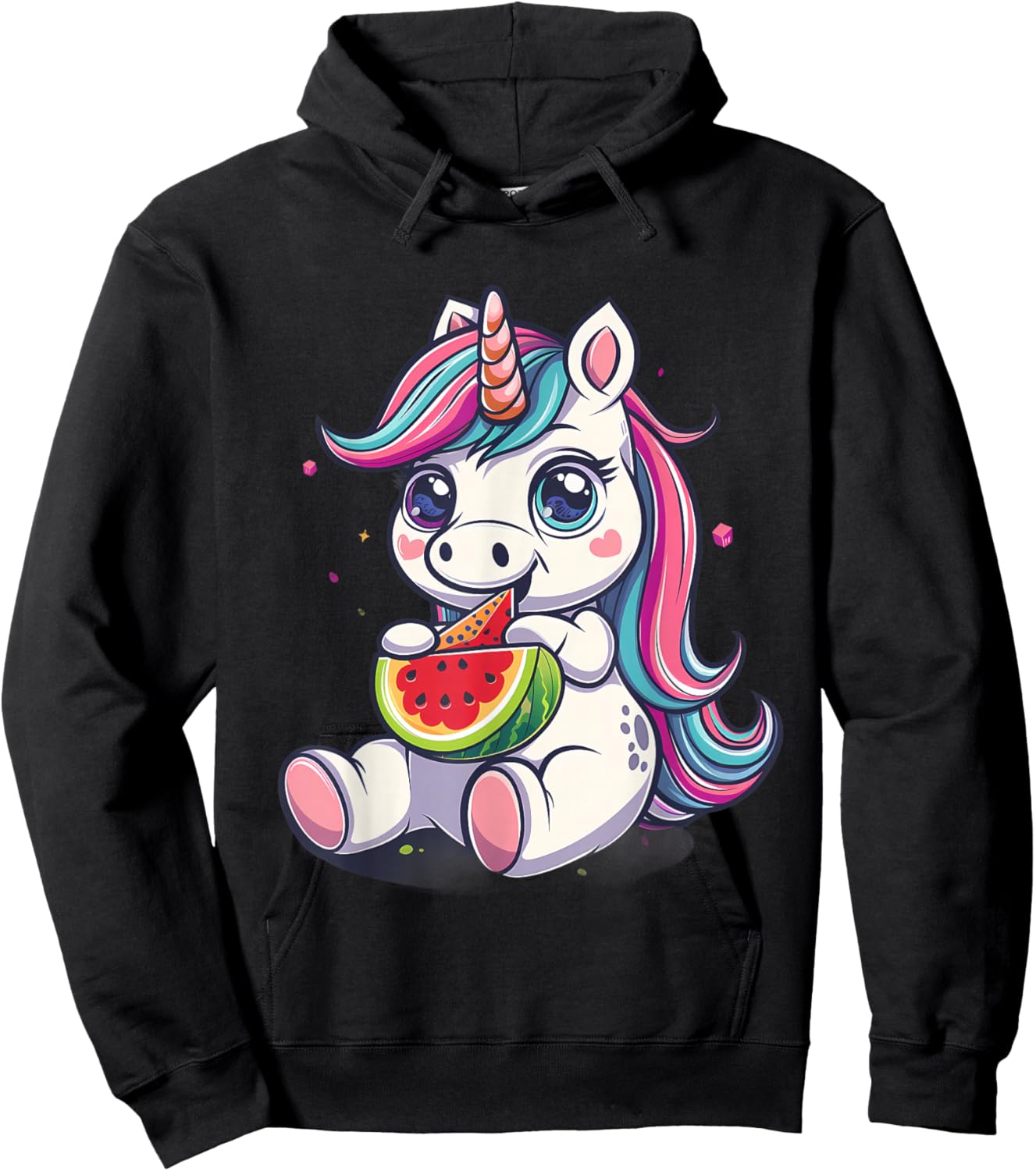 Watermelon Unicorn Watermelon Fruit Animal Art Drawing Motif Hoodie - Hoodie | Black