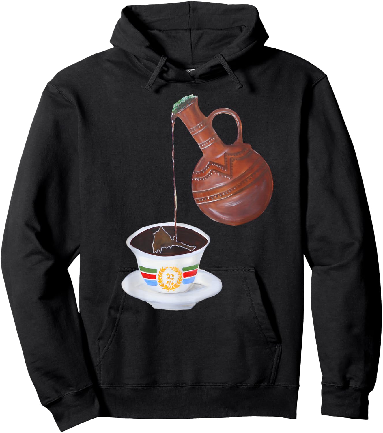 Eritrean Habesha Best Design Eritrean Flag Jebena Coffe Hoodie - Hoodie | Black