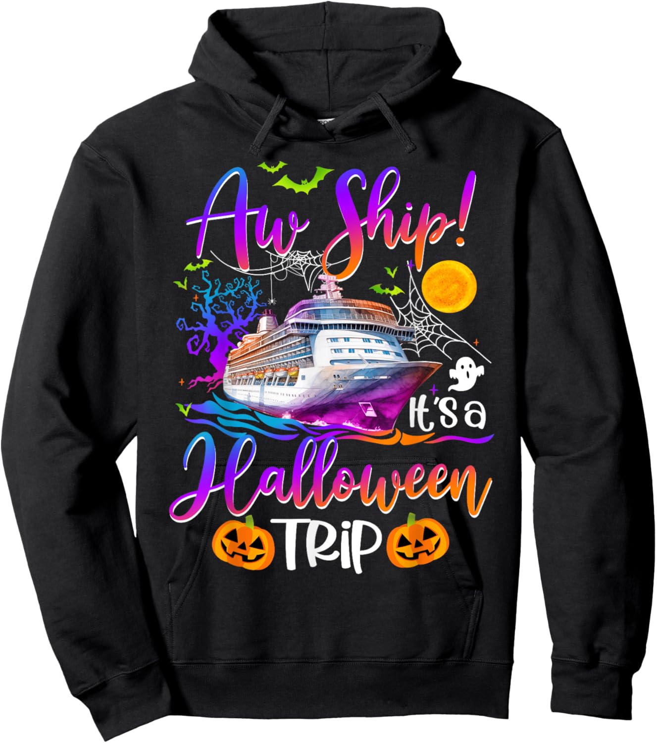Aw Ship Halloween Trip Family Cruising Crew Cruise Squad Hoodie - Hoodie | Black