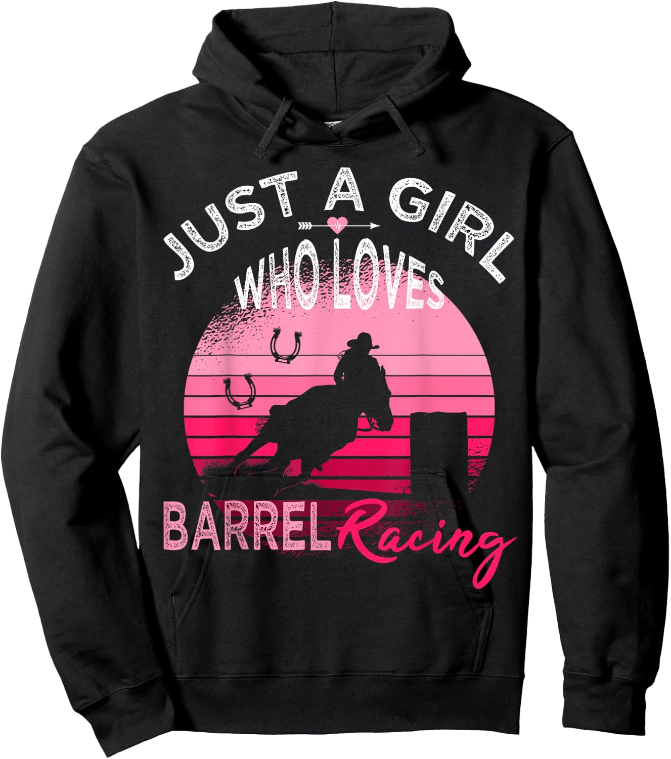 Just a Girl who loves Barrel Racing Horse Rodeo Cowgirl Pink Hoodie - Hoodie | Black