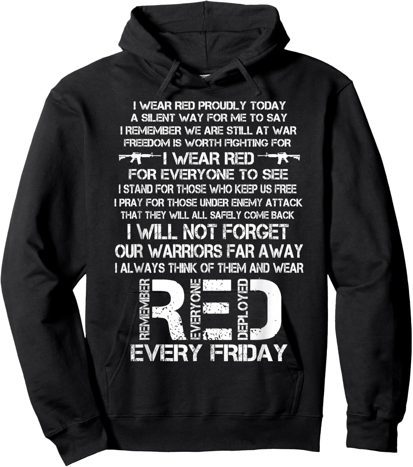 Red Friday Remember The Deployed Military Troops Poem Small Hoodie - Hoodie | Black