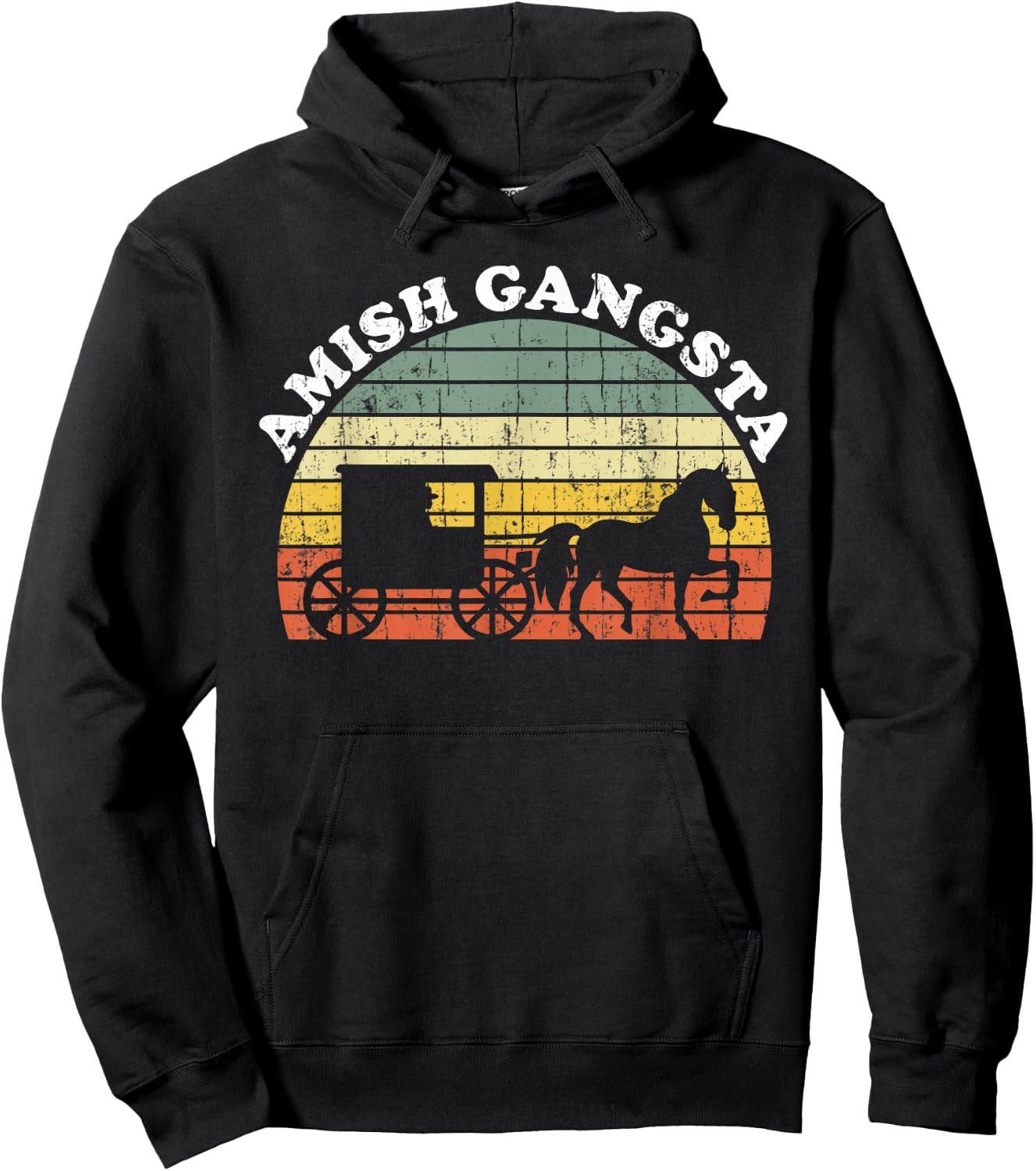 Amish Gangsta Horse and Buggy - Vintage Funny Amish Gift Hoodie - Hoodie | Black