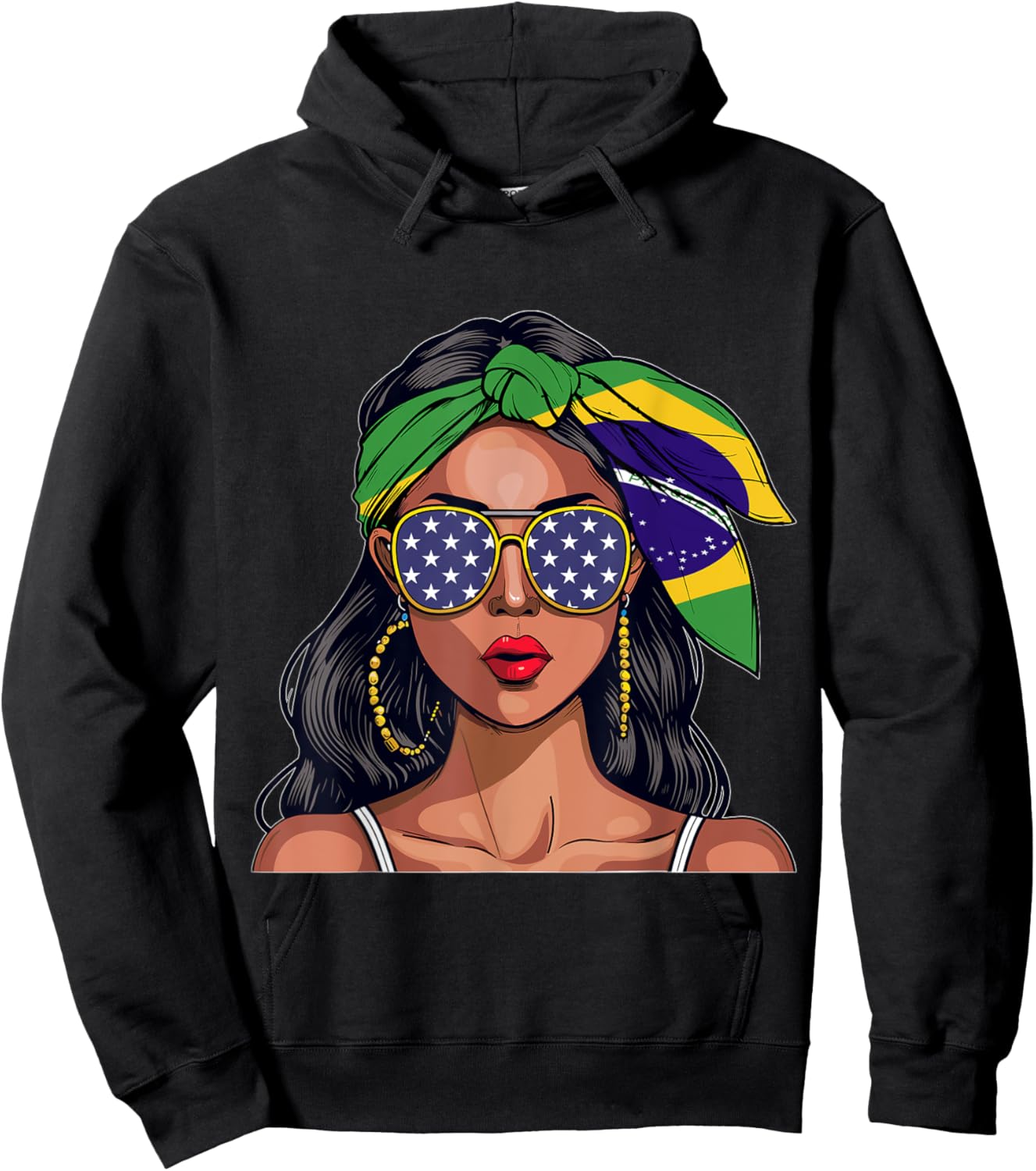 Brazilian Souvenirs Products Woman Flag American Brasil Hoodie - Hoodie | Black