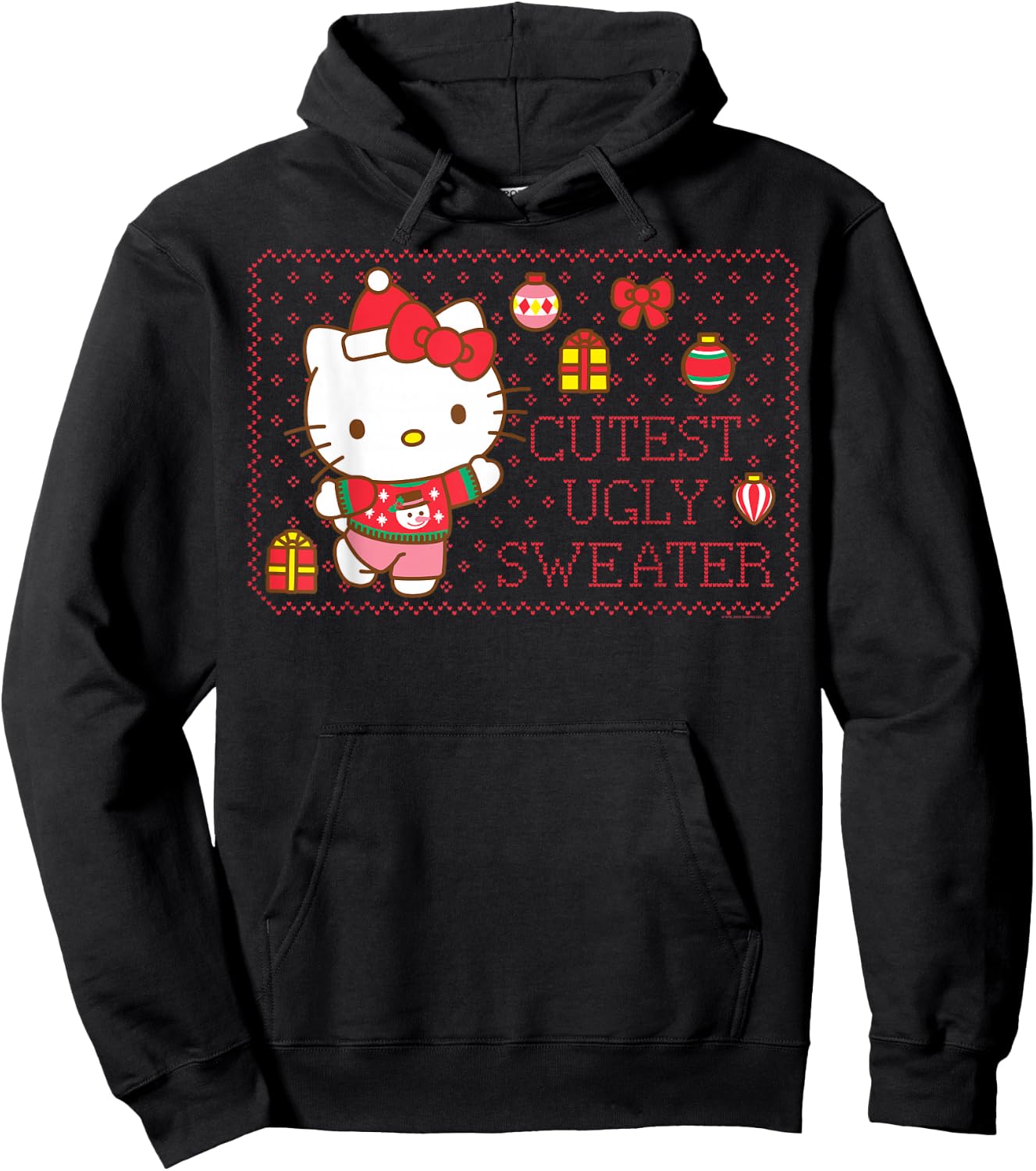 Hello Kitty Cutest Ugly Christmas Sweater Hoodie - Hoodie | Black