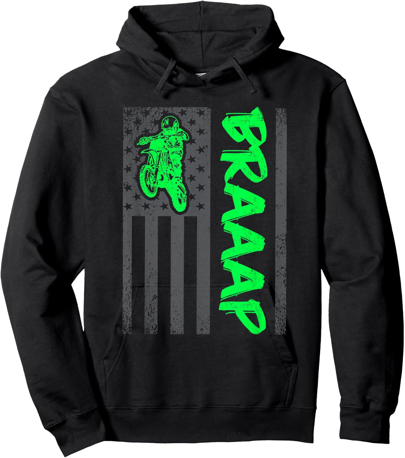 Brap Braap-Braaap Vintage USA Flag Motocross Dirt Bike Hoodie - Hoodie | Black