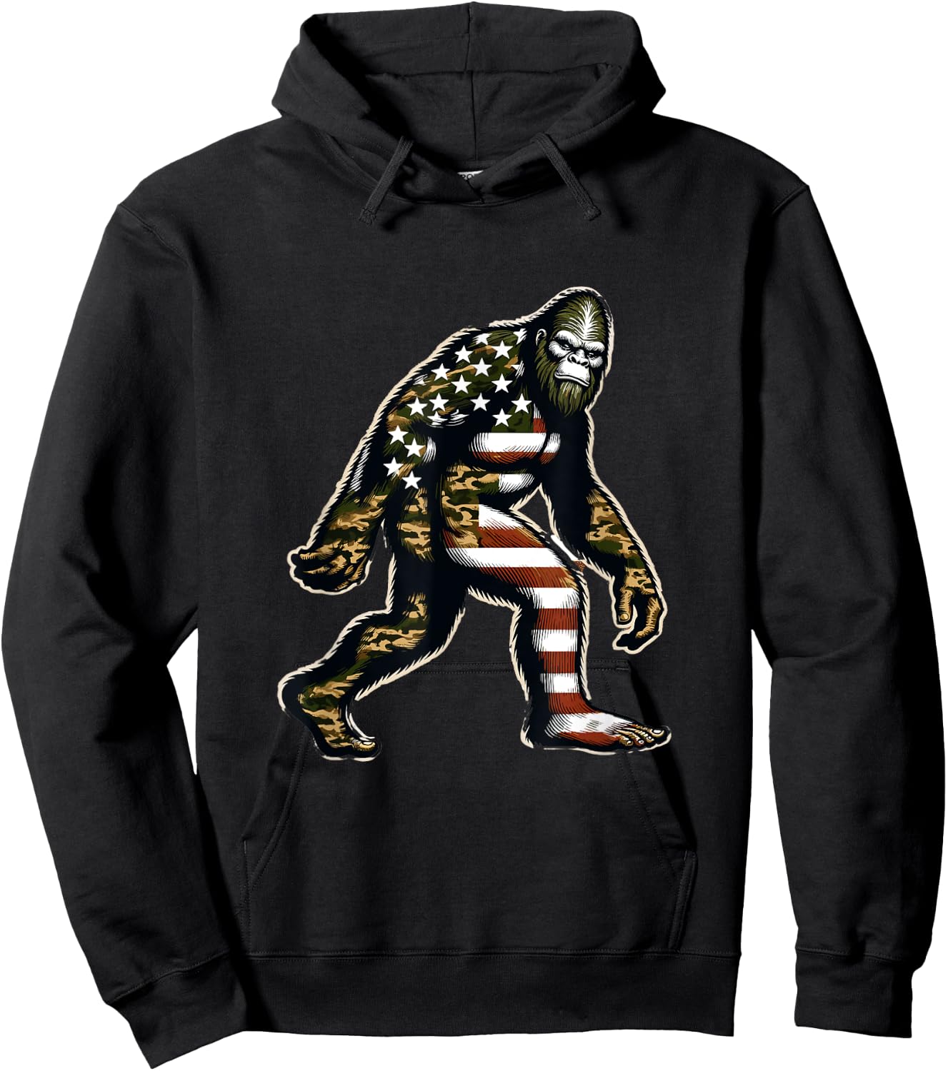 Bigfoot Patriotic Camo American Flag Usa Camouflage Usa Flag Women Kids Men Hoodie - Hoodie | Black