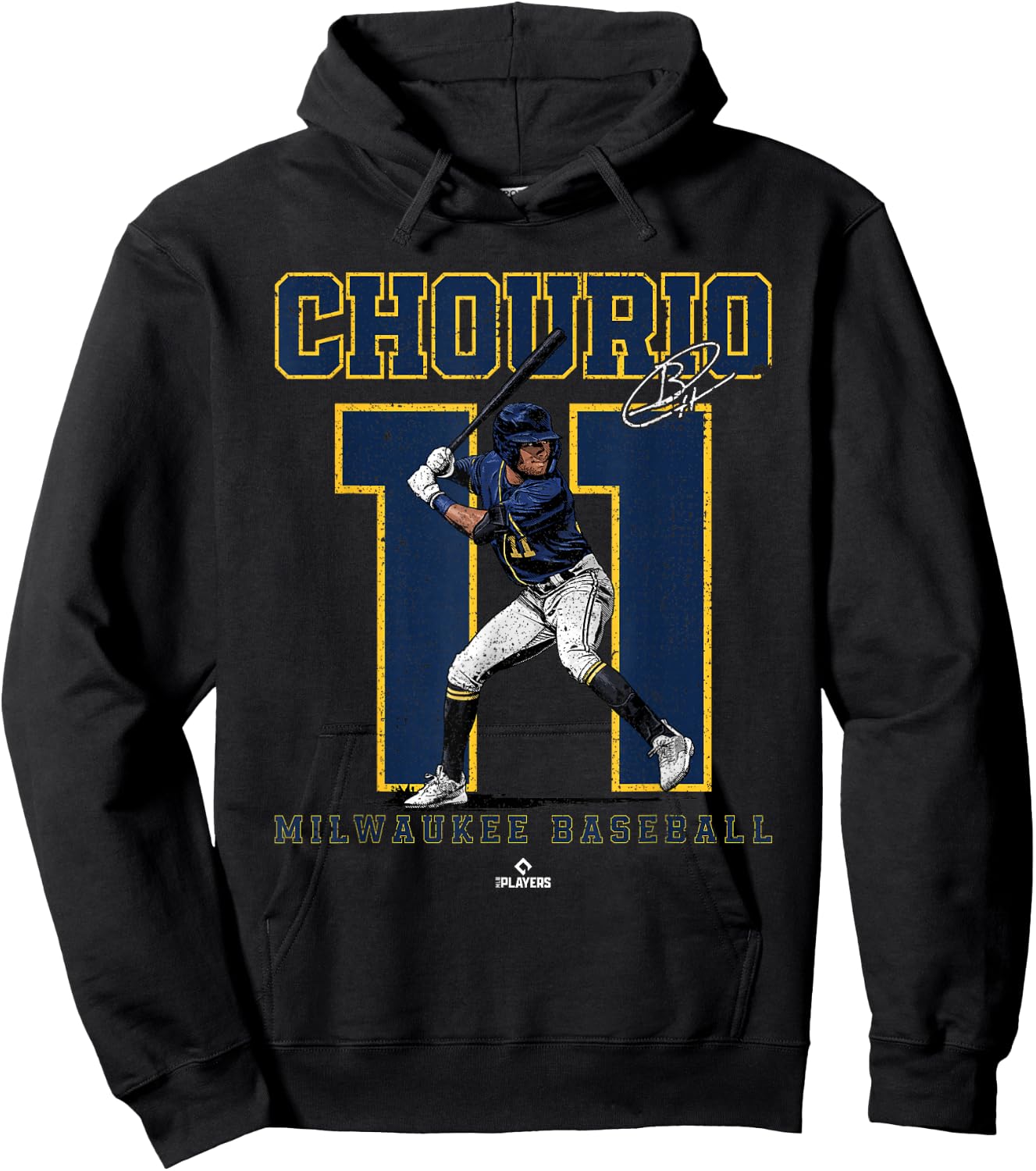 Number and Portrait Jackson Chourio Milwaukee MLBPA Hoodie - Hoodie | Black