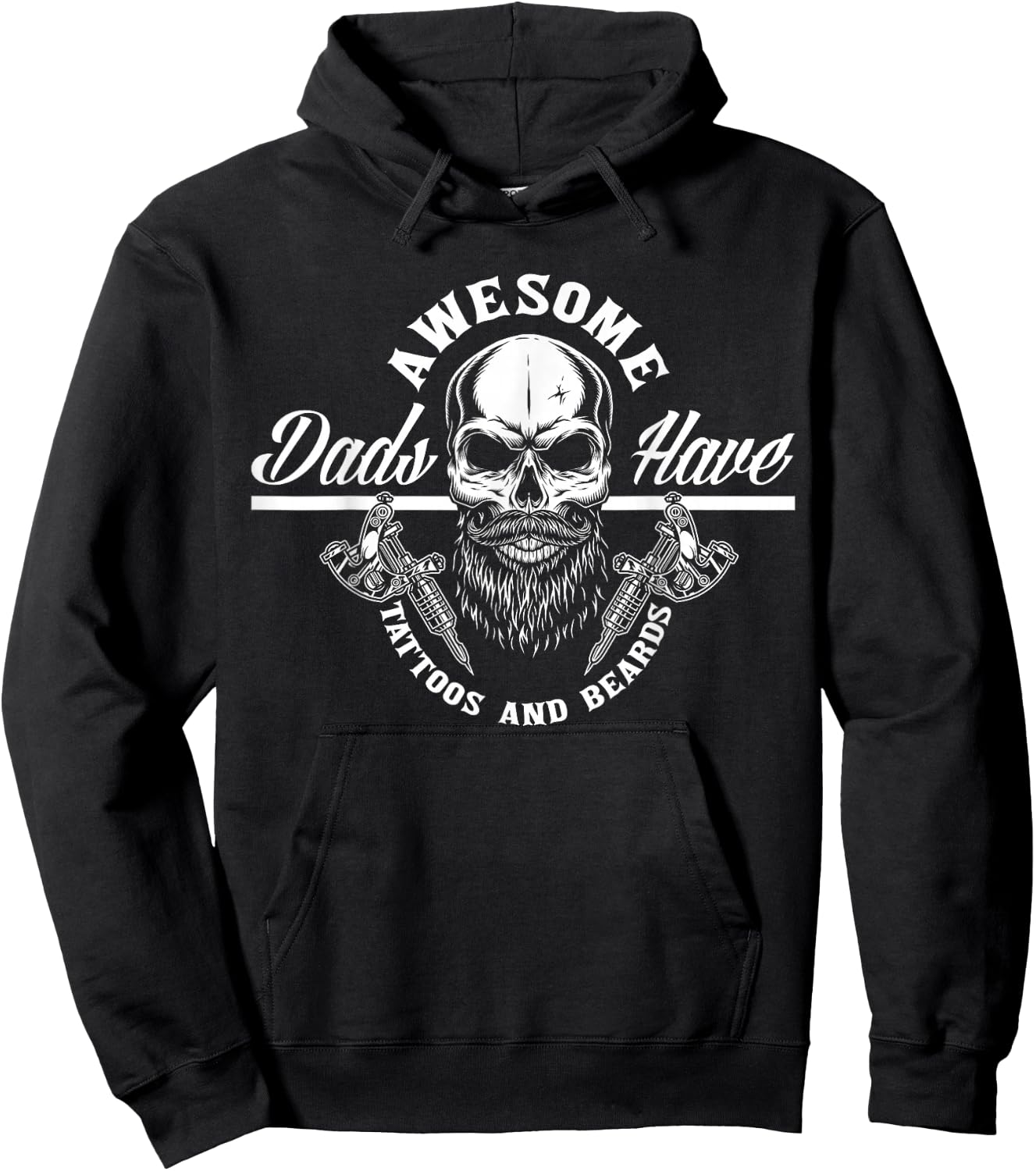 Awesome Dads Have Tattoos and Beards Funny Father Dad Hoodie - Hoodie | Black