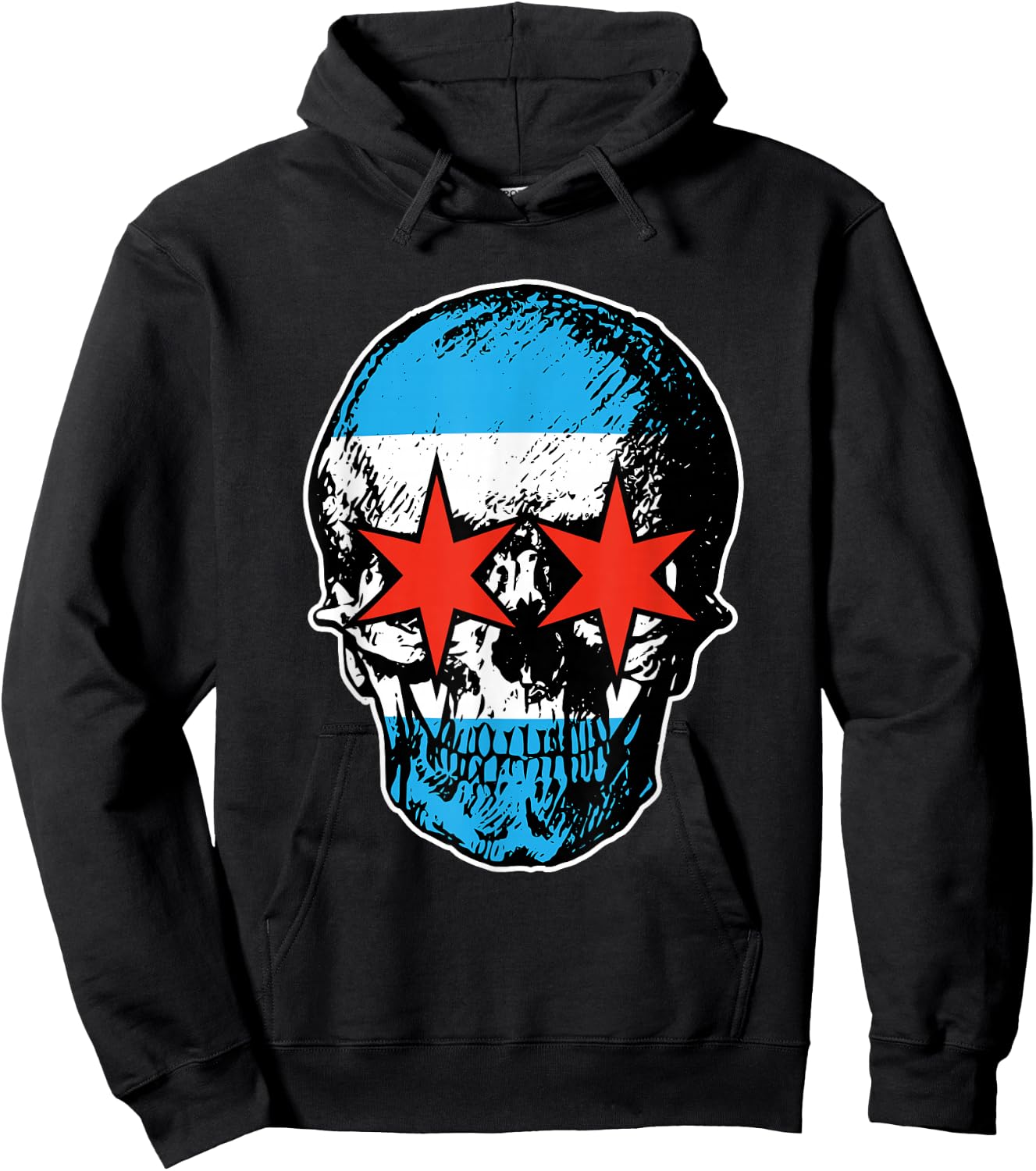 Chicago Flag Skull City Pride Hoodie - Hoodie | Black