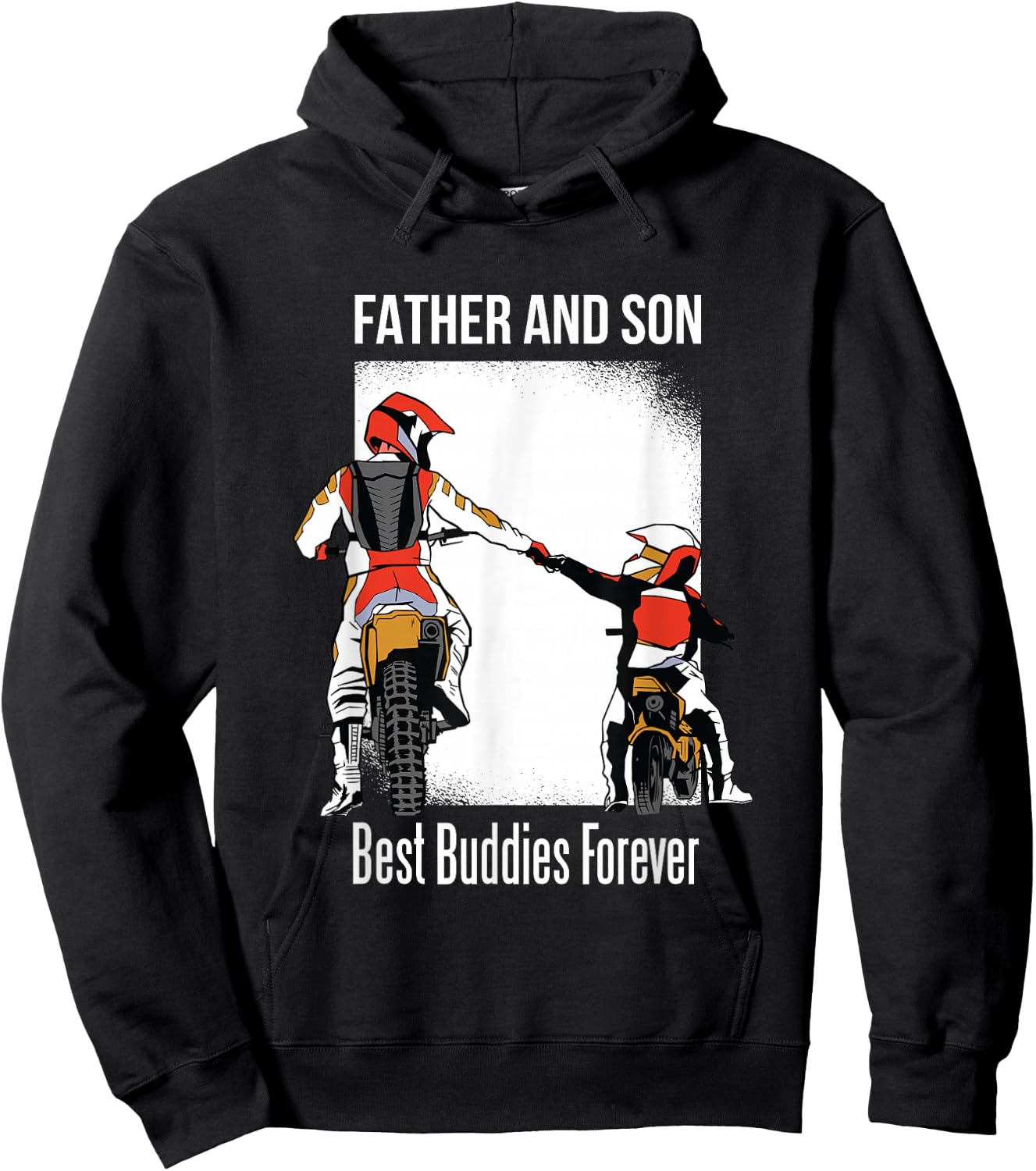 Father's Day Dirt Bike Riding Father and Son Best Buddies Hoodie - Hoodie | Black